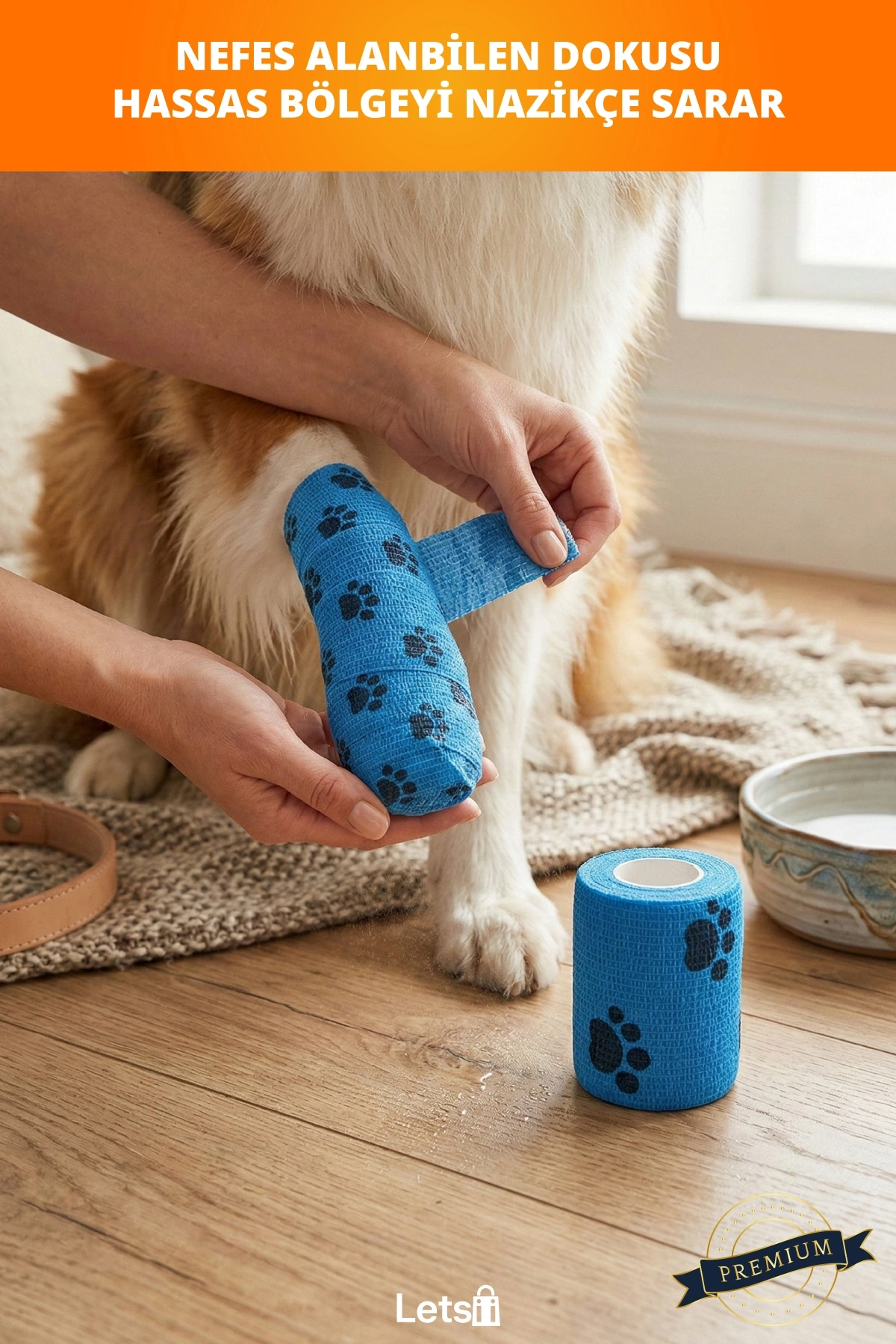 Su Geçirmez Pati Desenli Evcil Hayvan Bandajı