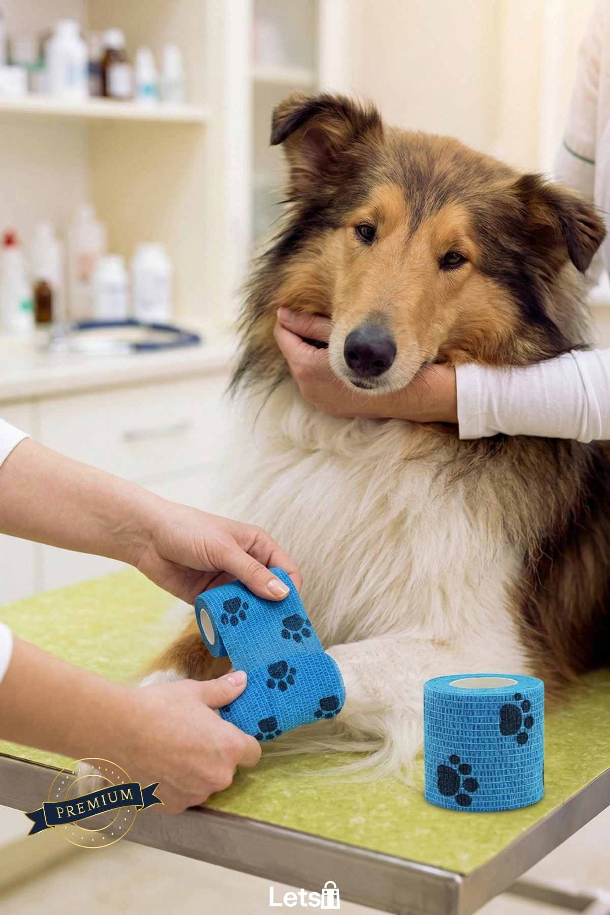 Su Geçirmez Pati Desenli Evcil Hayvan Bandajı