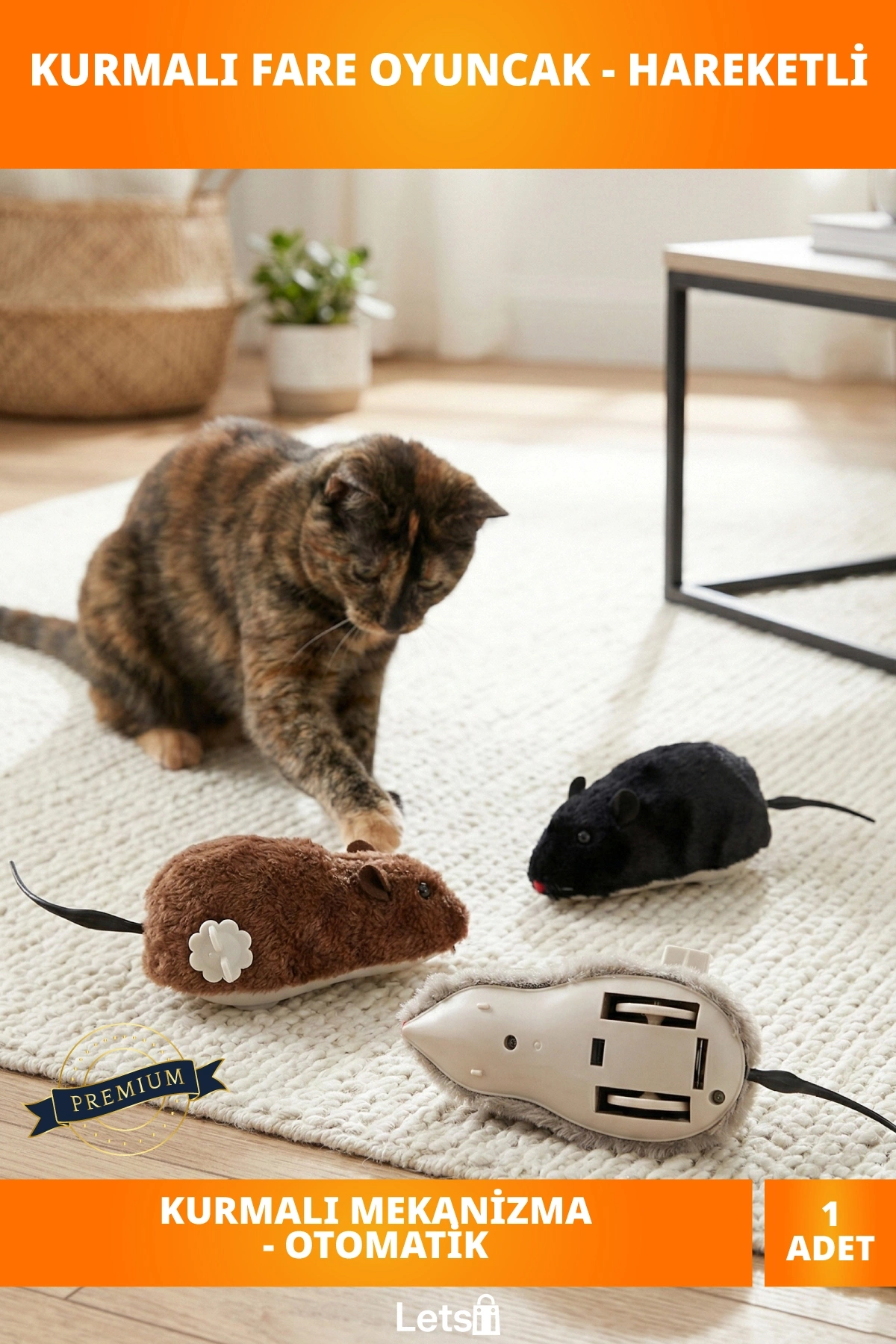 Kurmalı Kedi Eğitim Oyuncağı Refleksleri Geliştiren Eğlenceli Fare