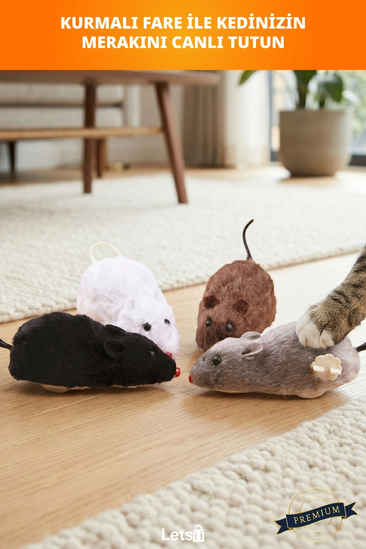 Kurmalı Kedi Eğitim Oyuncağı Refleksleri Geliştiren Eğlenceli Fare