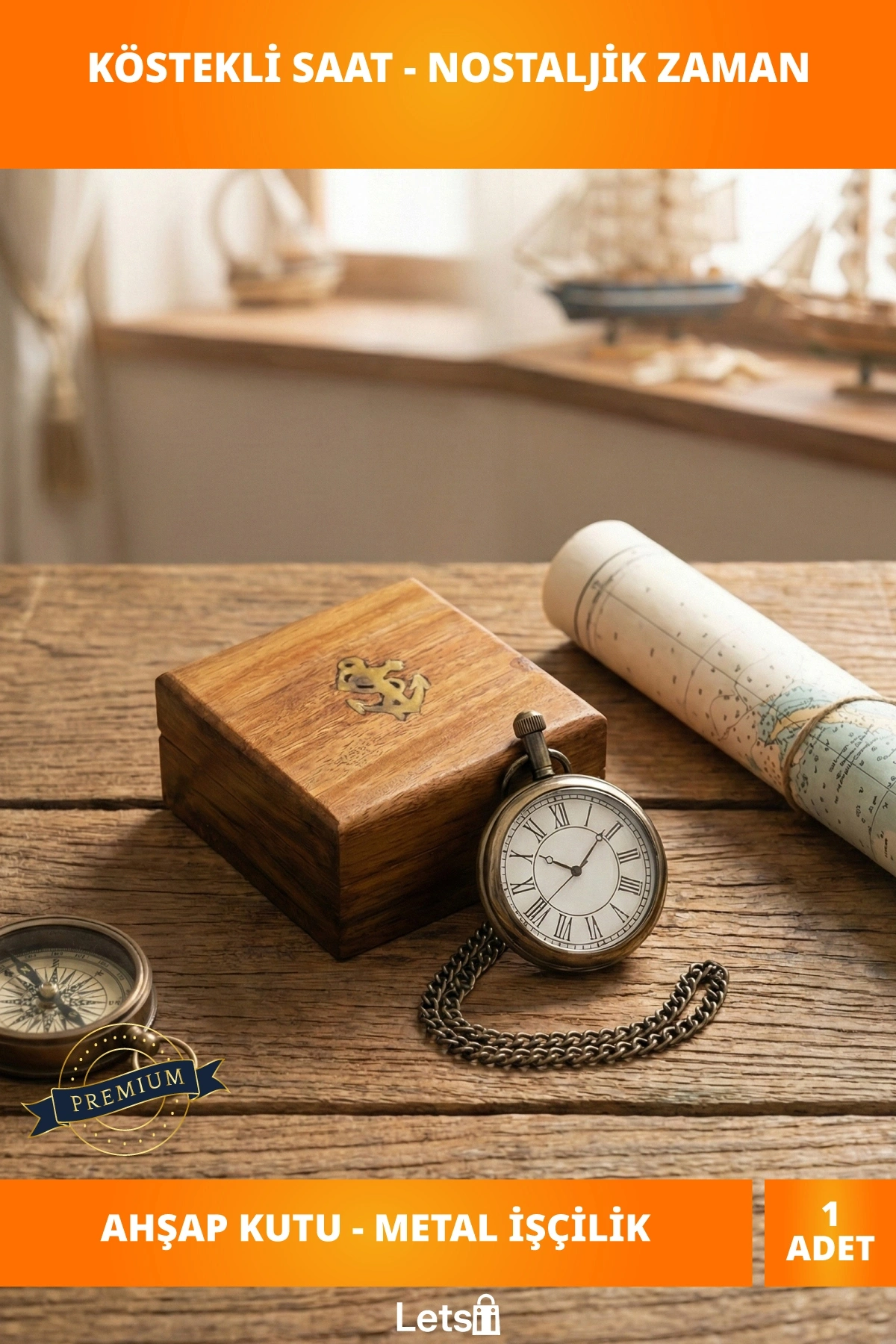 Ahşap Kutulu Nostaljik Köstekli Saat Model 1