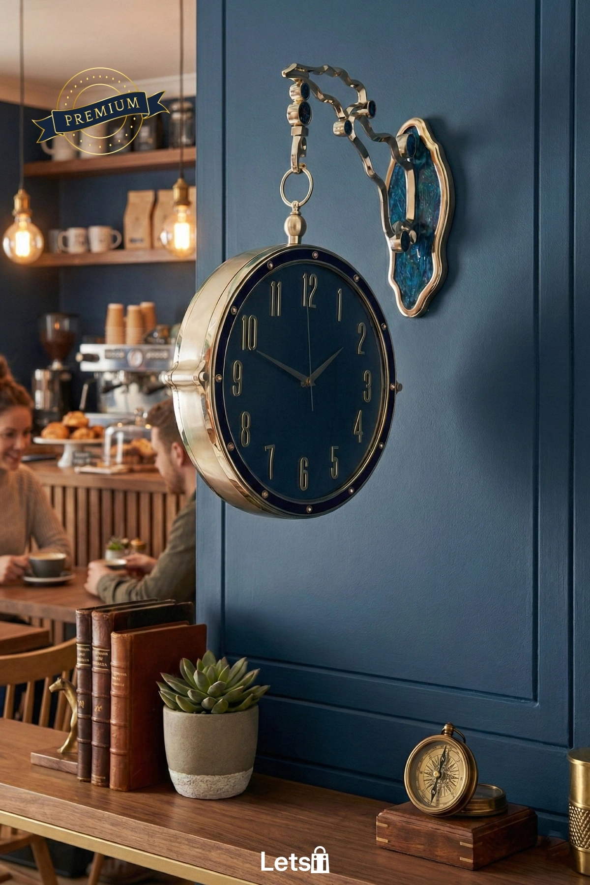 Metal Çerçeveli Modern Duvara Asmalı İstasyon Saati 50x34 cm