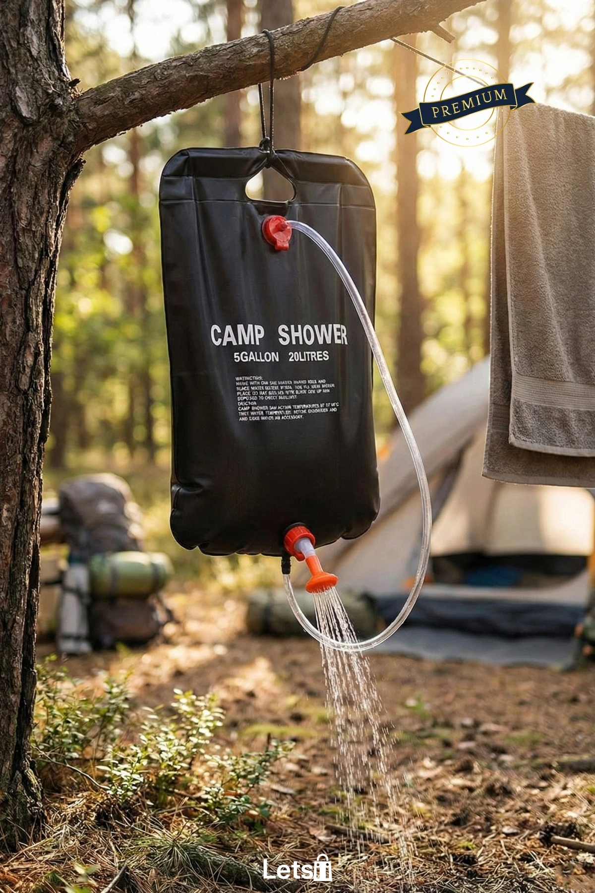 20 Litre Kapasiteli Solar Isıtıcılı Kamp Duş Torbası