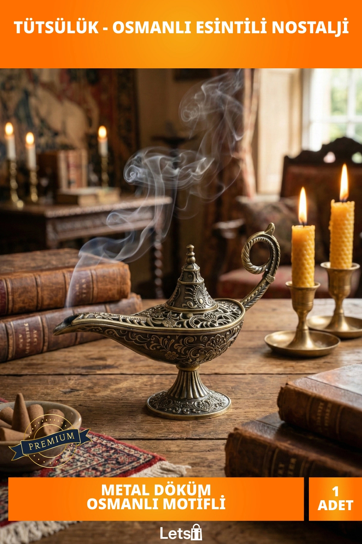 Sihirli Lamba Tasarımlı Tütsülük Osmanlı Motifli Dekoratif Buhurdanlık