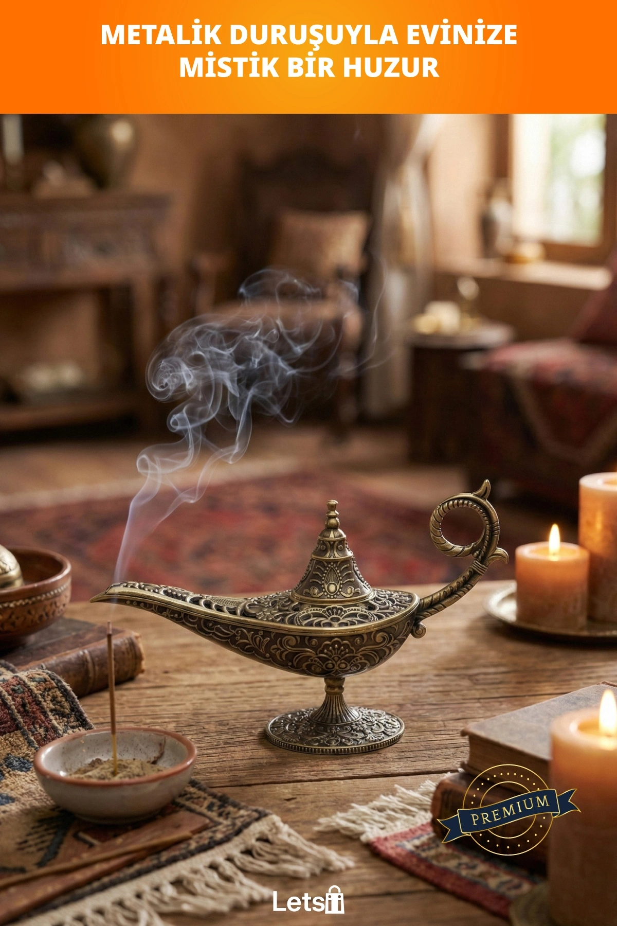 Sihirli Lamba Tasarımlı Tütsülük Osmanlı Motifli Dekoratif Buhurdanlık