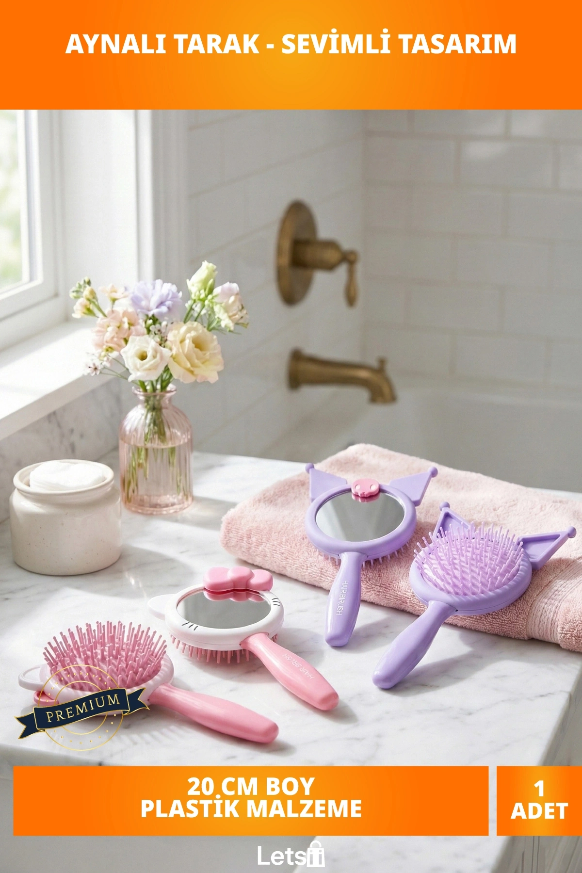 Kuromi Hello Kitty Karışık Aynalı Tarak 20 cm