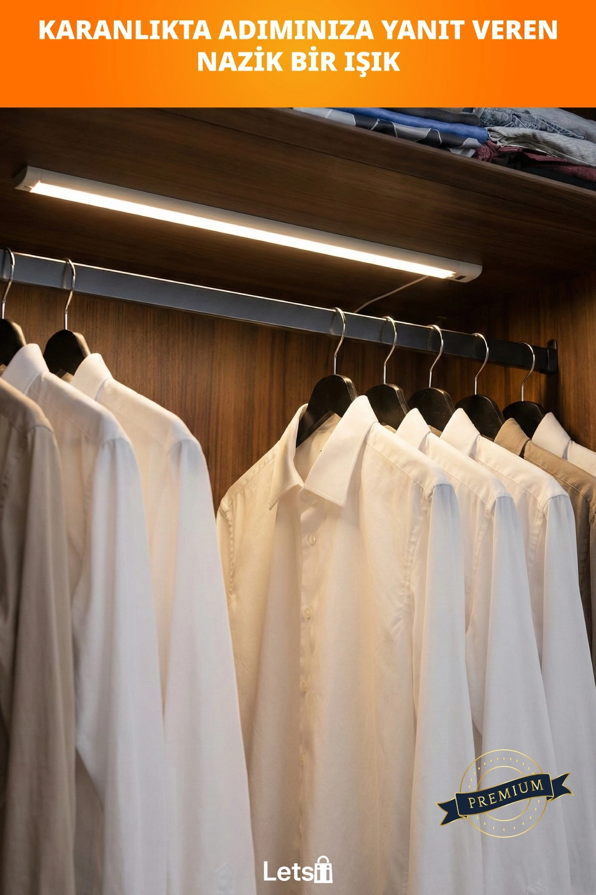 Sensörlü Şarjlı Mıknatıslı Uzun LED Işık 50 cm