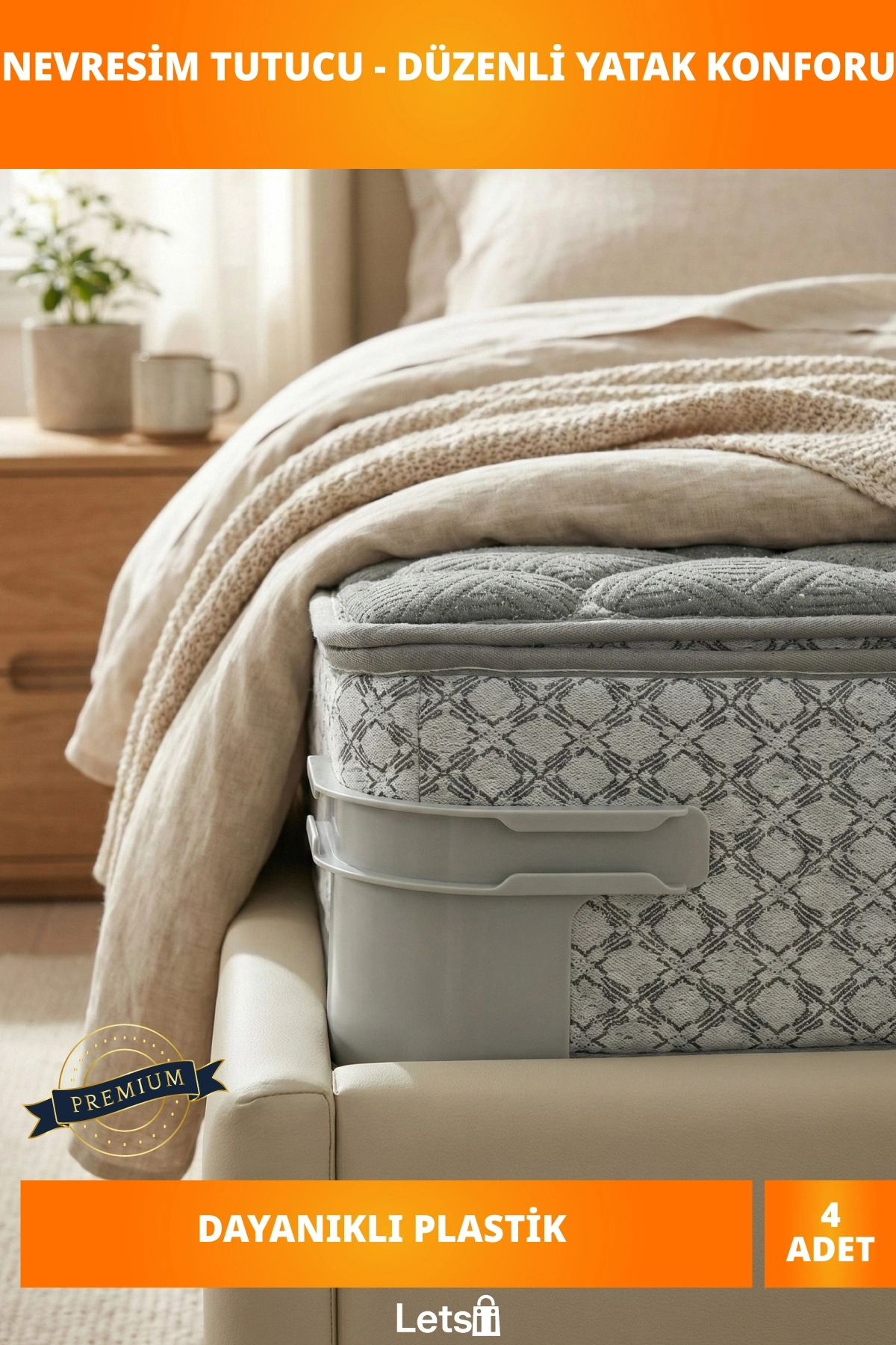 Pratik Yatak Kenarı Nevresim Çarşaf Tutucu Aparat 4’lü Set