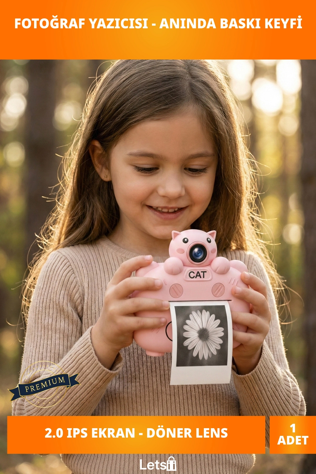 Pembe Renk Kameralı Fotoğraf Yazıcısı 1080P Eğlenceli Çocuk Cihazı
