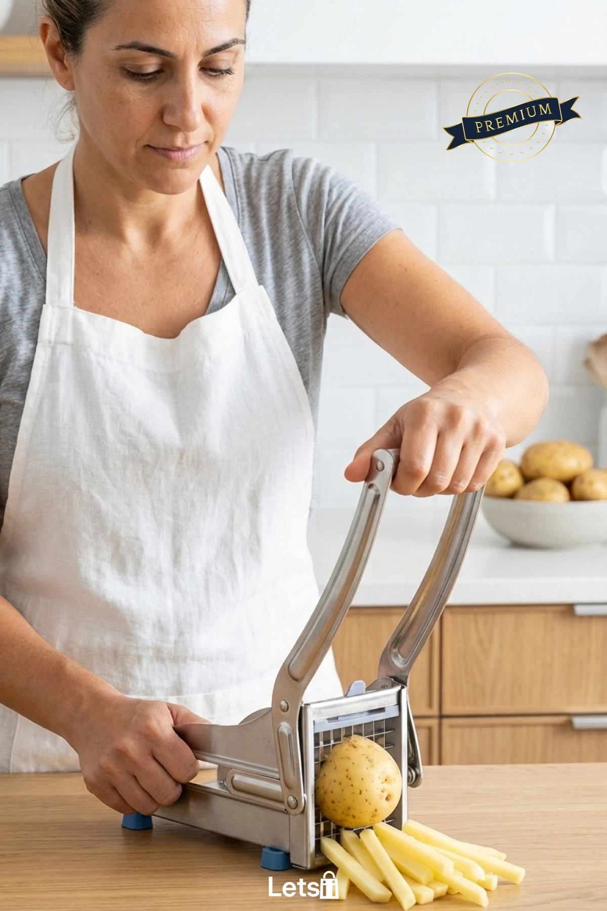 Ergonomik El Tipi Pratik Patates Dilimleyici Paslanmaz Çelik