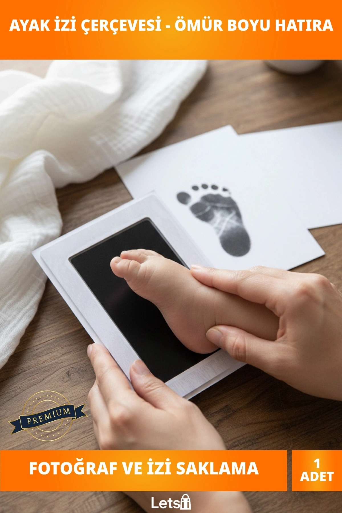 Bebek El Ayak İzi Fotoğraf Çerçevesi Mürekkepsiz Baskı Kiti ile Güvenli Anı Saklama Seti