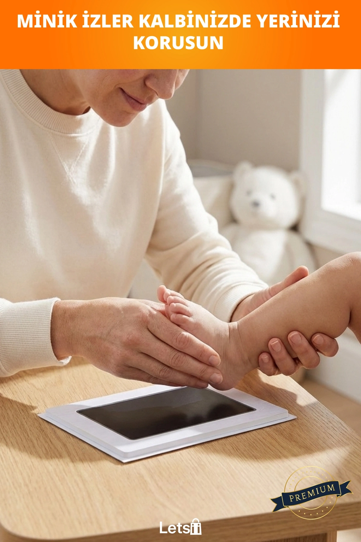 Bebek El Ayak İzi Fotoğraf Çerçevesi Mürekkepsiz Baskı Kiti ile Güvenli Anı Saklama Seti