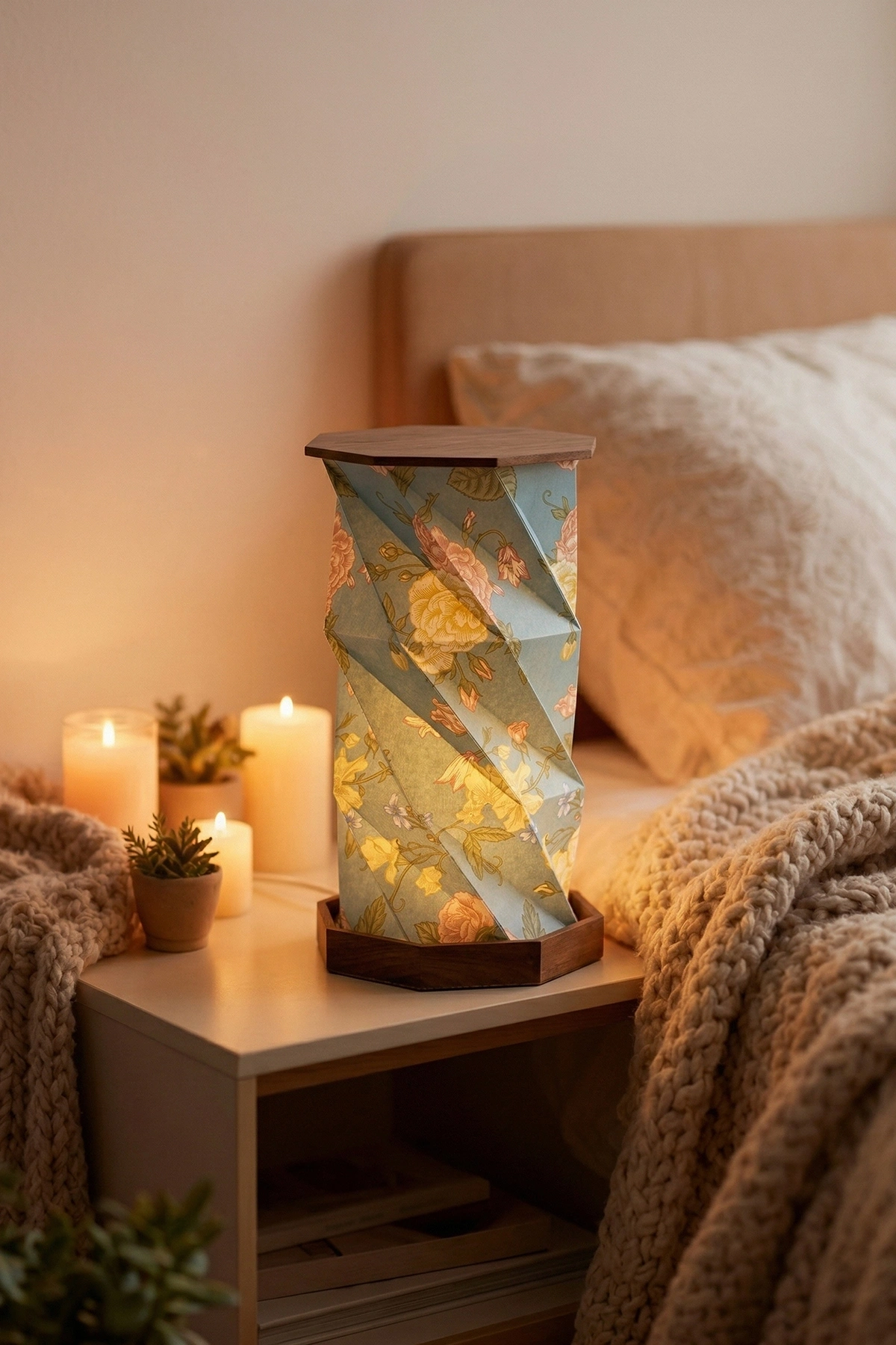 Wood Grove Katlanabilir Şarjlı Dekoratif LED Abajur Ahşap Aydınlatma