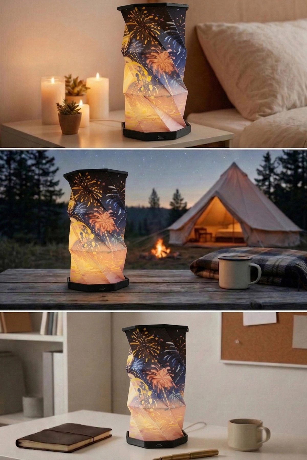 Black Spark Katlanabilir Şarjlı Dekoratif LED Abajur Aydınlatma