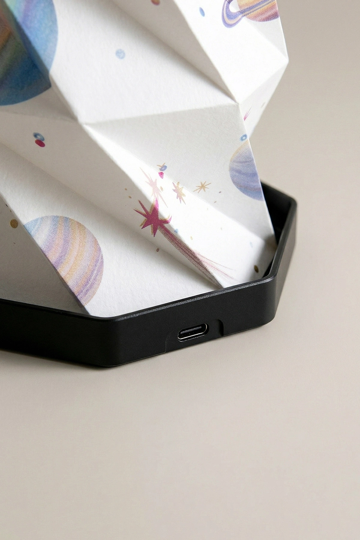 Black Cosmic Katlanabilir Şarjlı Dekoratif LED Abajur Aydınlatma