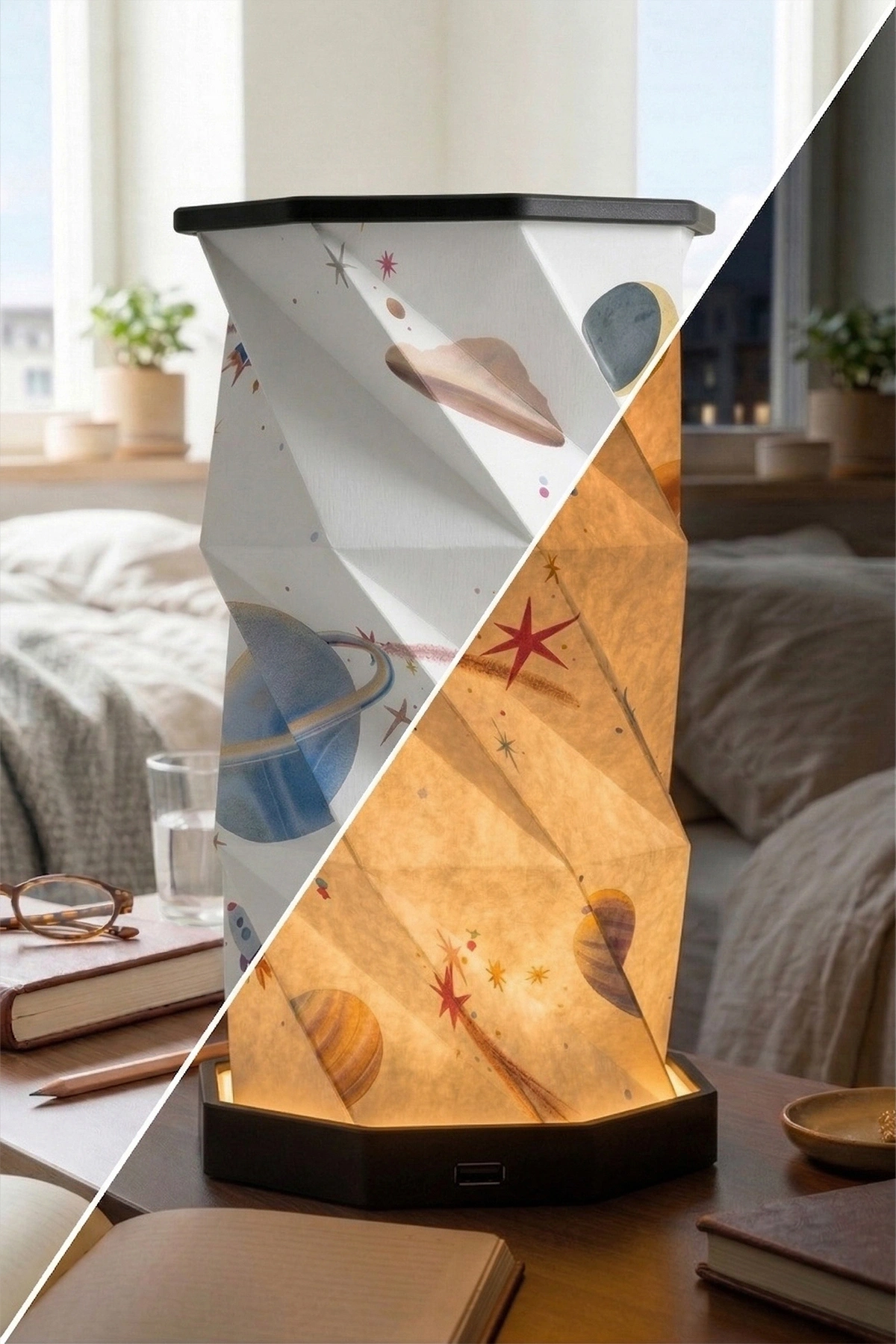 Black Cosmic Katlanabilir Şarjlı Dekoratif LED Abajur Aydınlatma