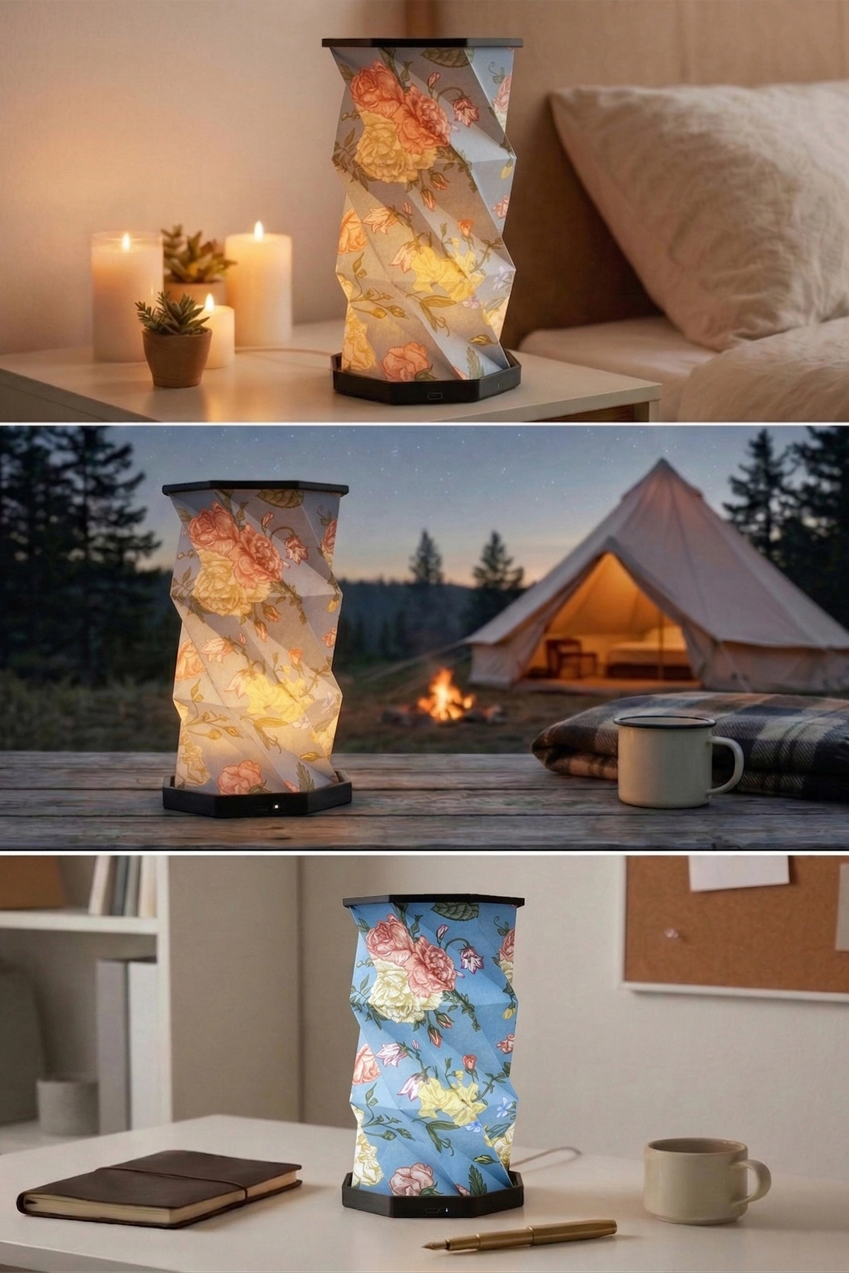 Black Luna Katlanabilir Şarjlı Dekoratif LED Abajur Aydınlatma