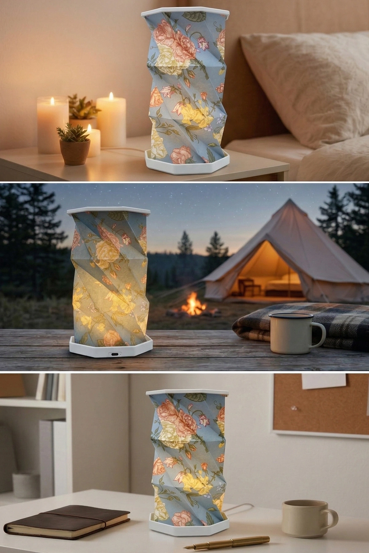 White Flora Katlanabilir Şarjlı Dekoratif LED Abajur Aydınlatma