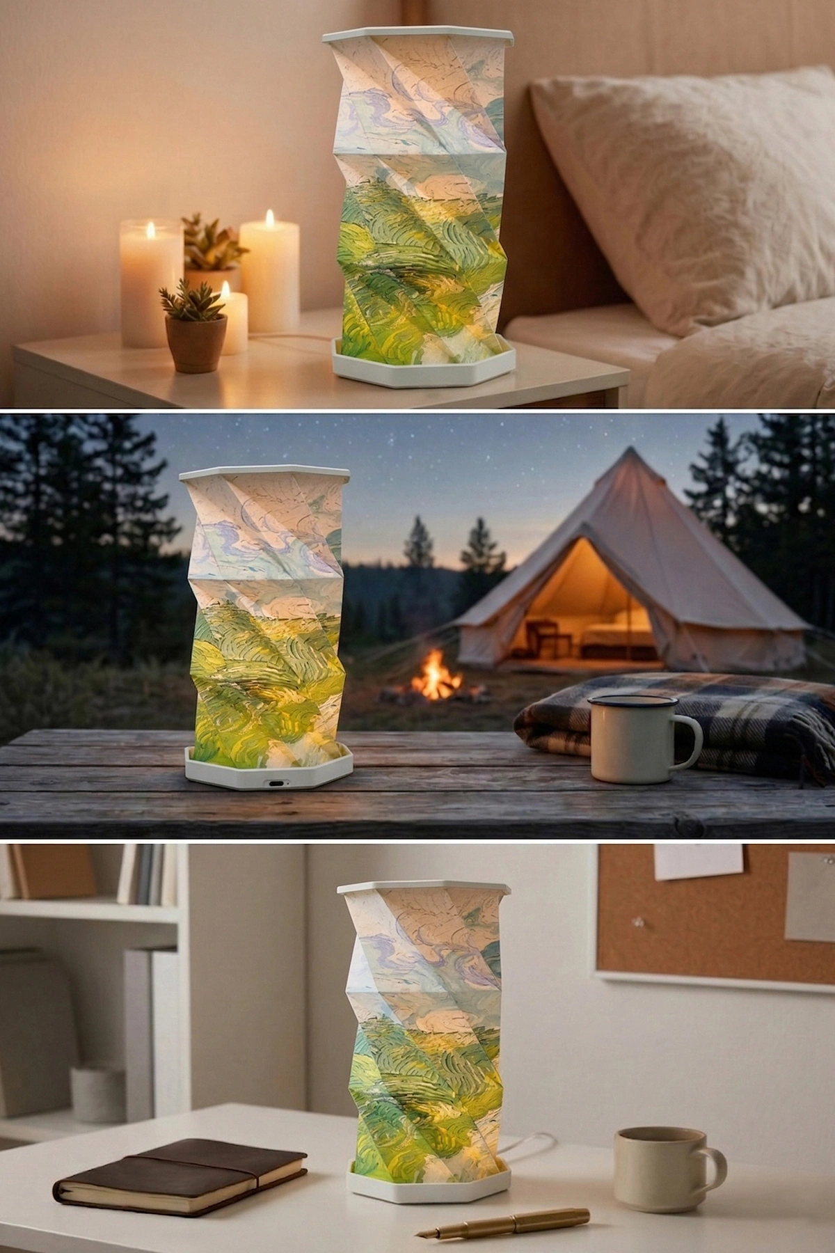 White Glow Katlanabilir Şarjlı Dekoratif LED Abajur Aydınlatma