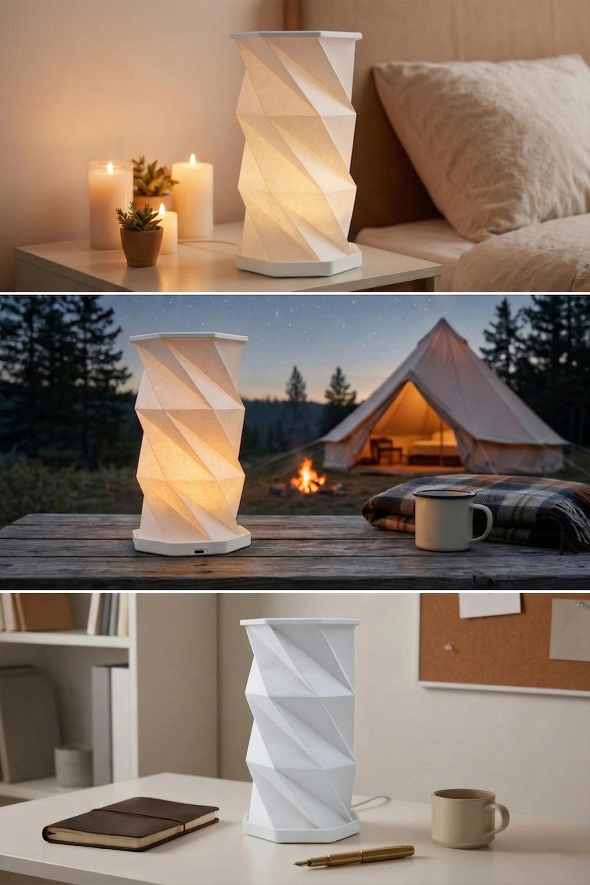 White Pure Katlanabilir Şarjlı Dekoratif LED Abajur Aydınlatma