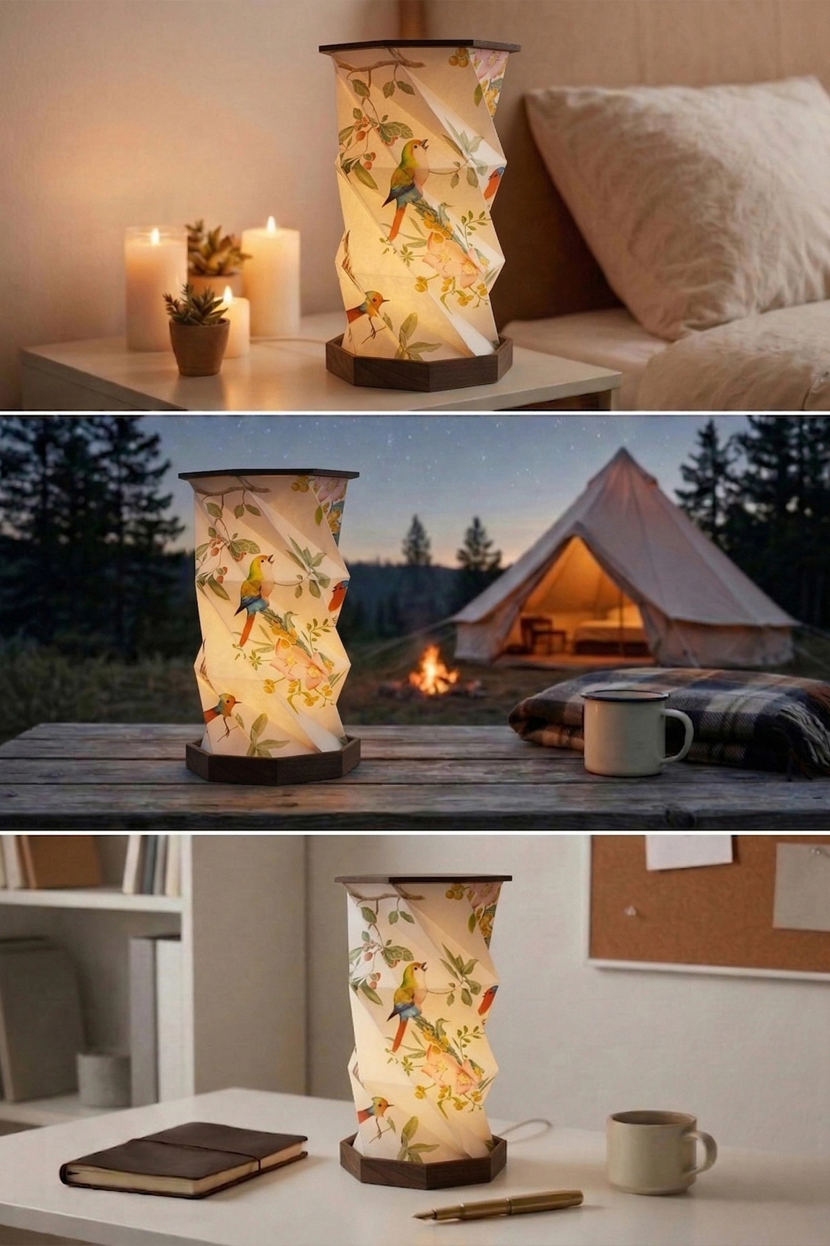 Wood Avia Katlanabilir Şarjlı Dekoratif LED Abajur Ahşap Aydınlatma