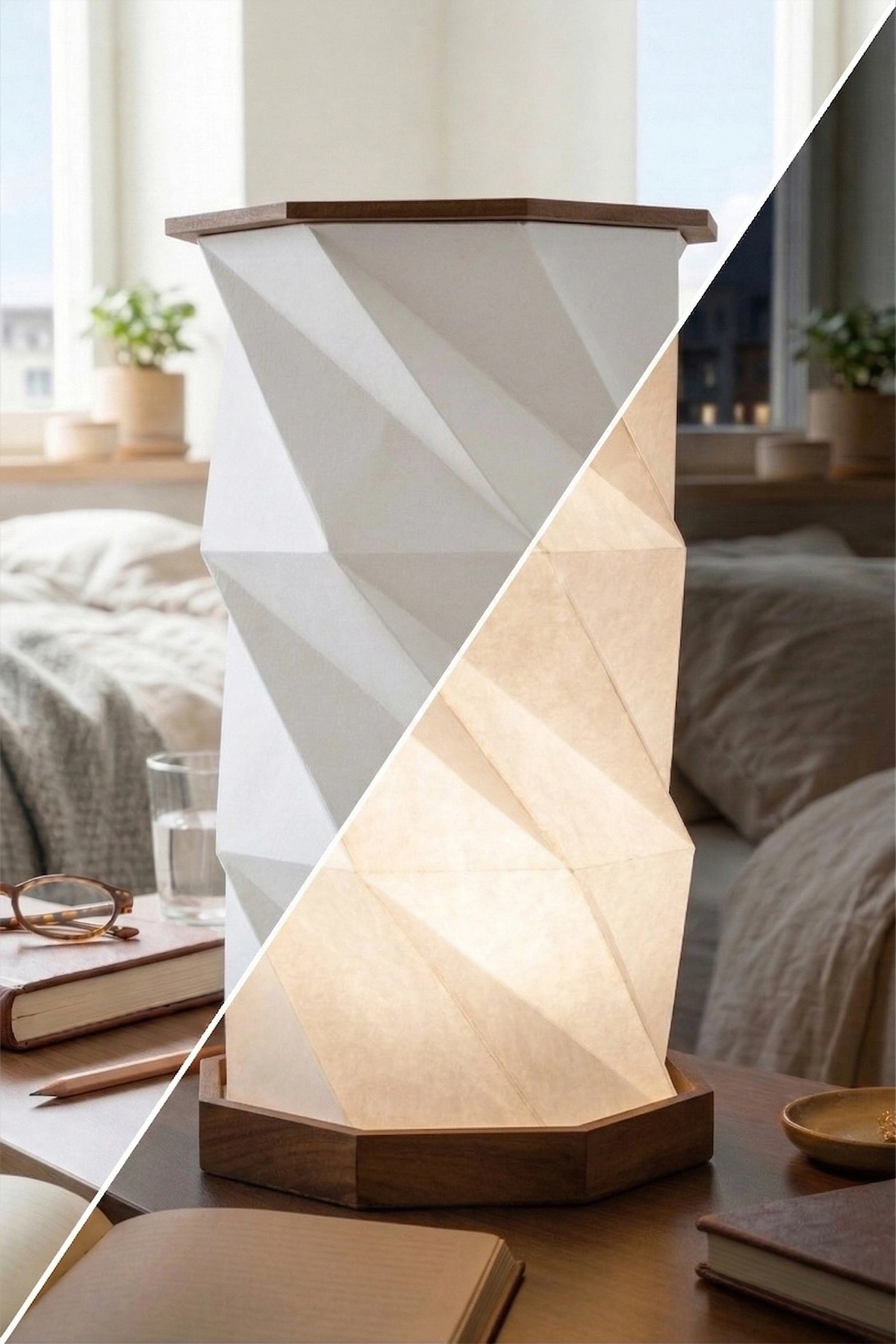 Wood Ember Katlanabilir Şarjlı Dekoratif LED Abajur Ahşap Aydınlatma