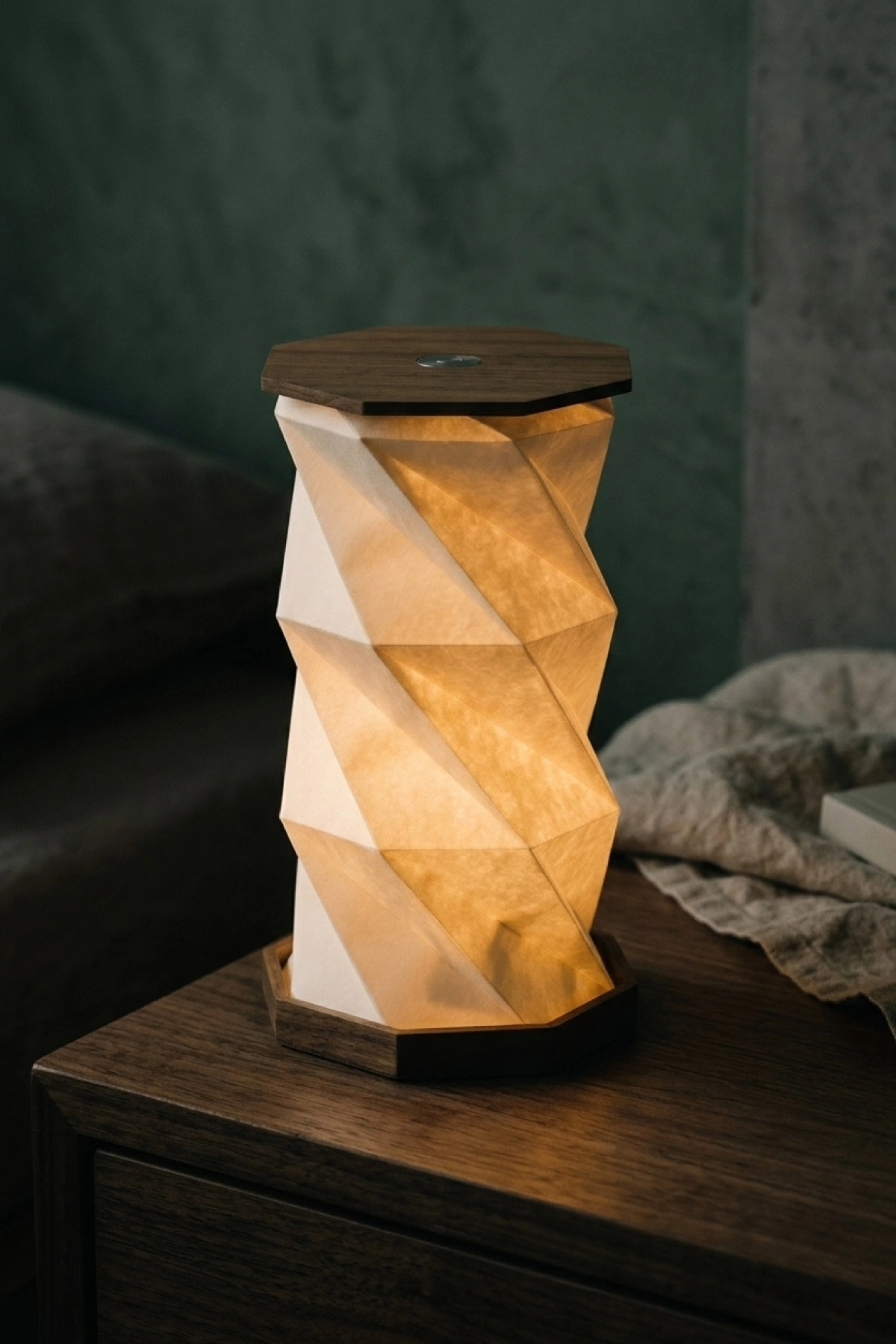 Wood Ember Katlanabilir Şarjlı Dekoratif LED Abajur Ahşap Aydınlatma