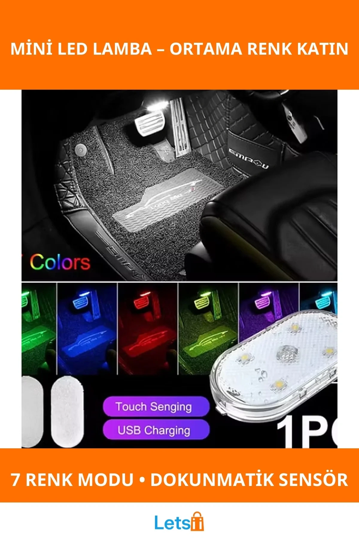 7 Renk Modlu Dokunmatik Sensörlü Kablosuz Mini LED Lamba