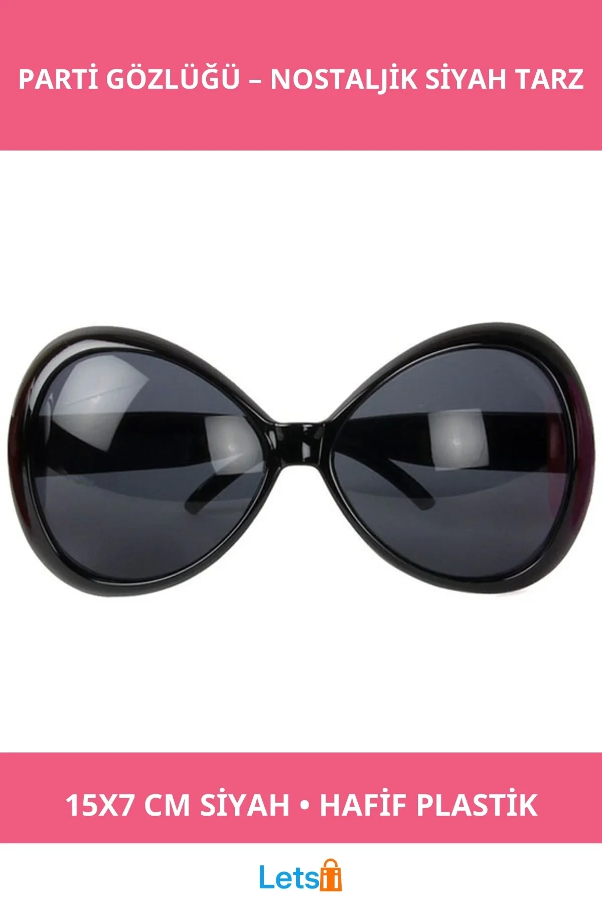 70ler Yeşilçam Nostaljik Parti Gözlüğü Siyah Renk 15x7cm
