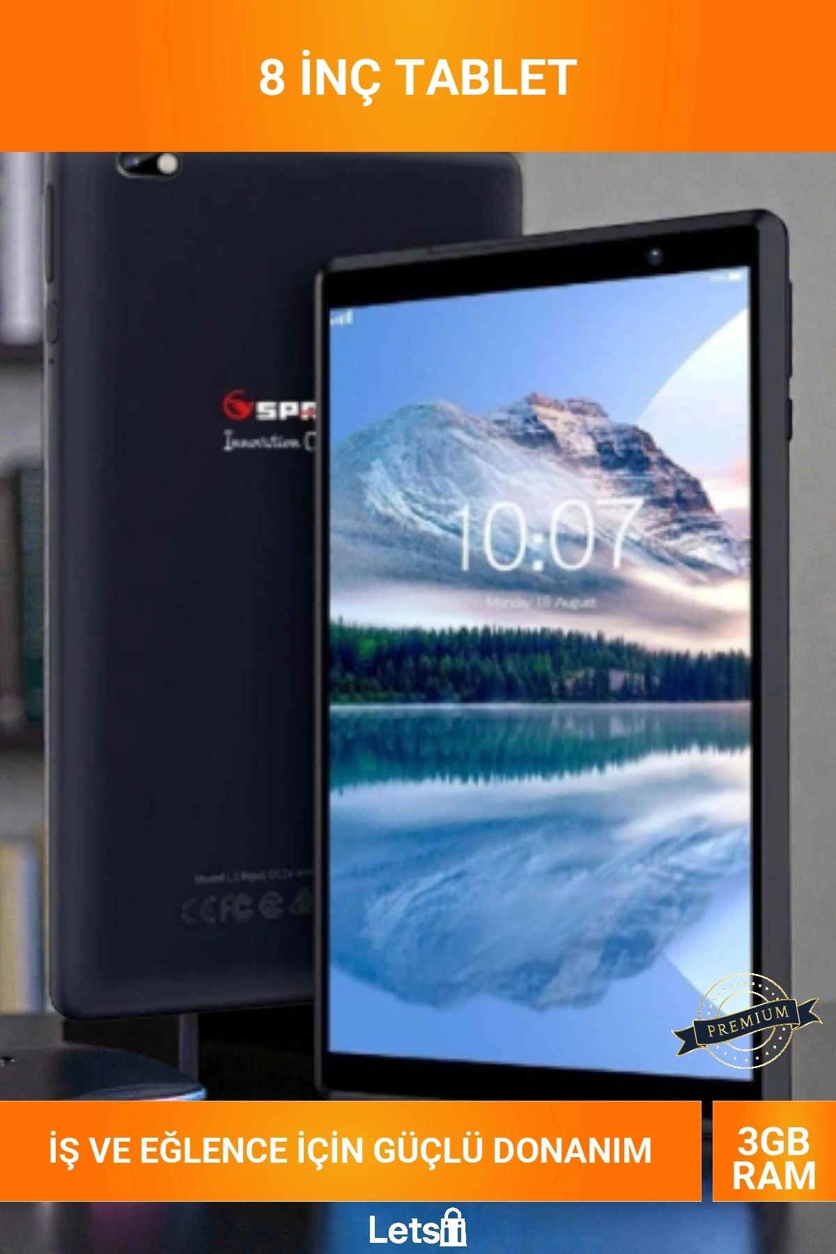 8 İnç IPS Ekran Wi Fi 6 4 Çekirdek 3GB RAM 64GB Artırılabilir Hafıza Hızlı Şarj Tablet