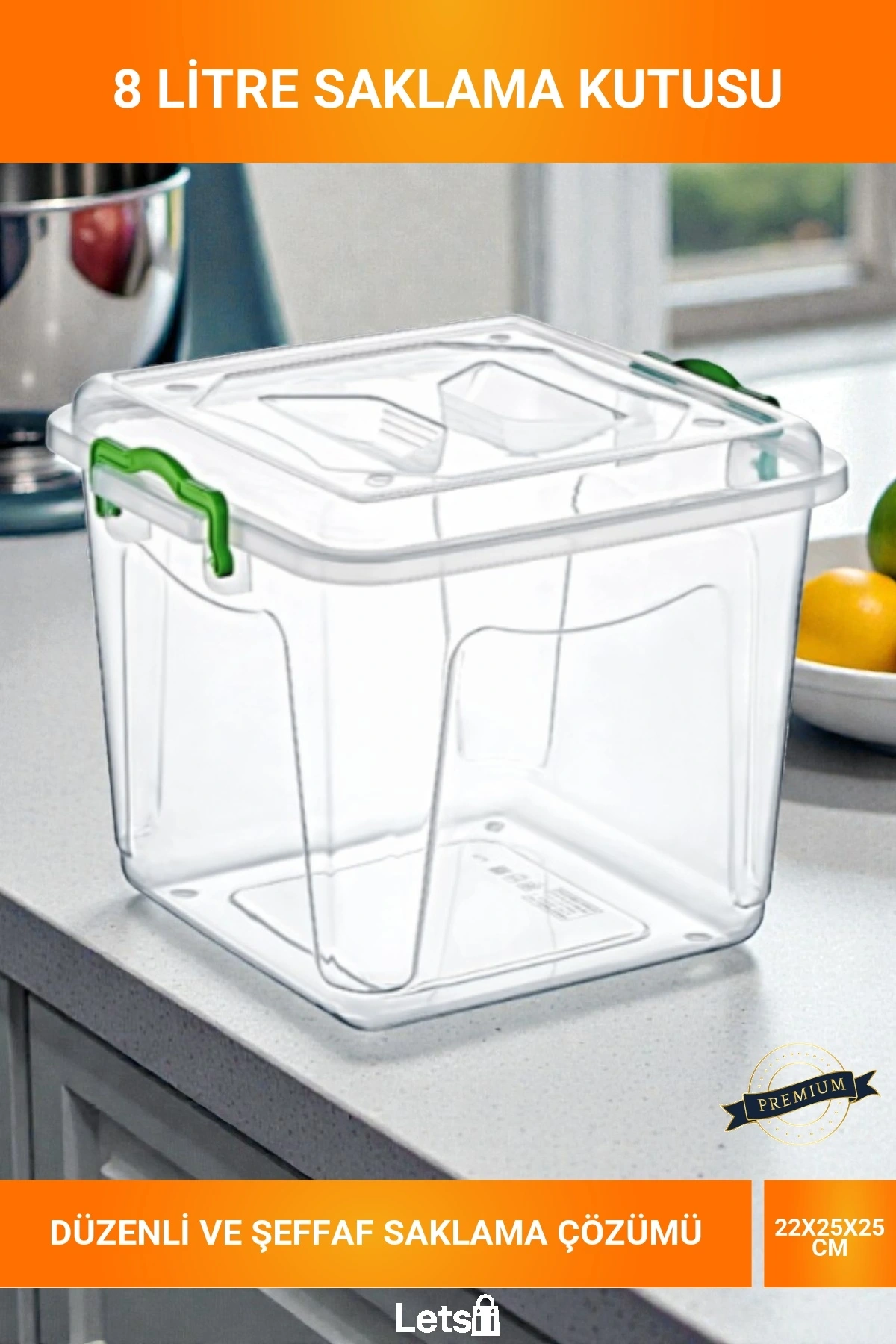 8 Litre Derin Şeffaf Klipsli Kapaklı İstiflenebilir Çok Amaçlı Saklama Kutusu