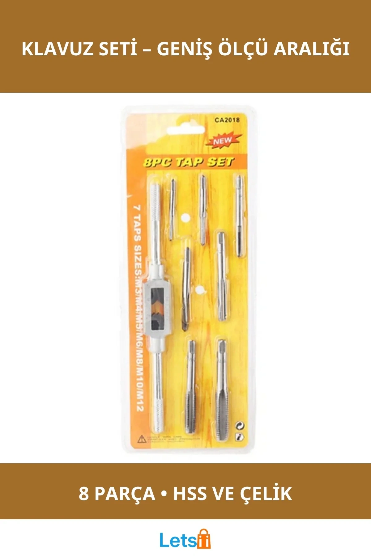 8 Parçalı Dayanıklı Alaşımlı Çelik HSS Klavuz Seti