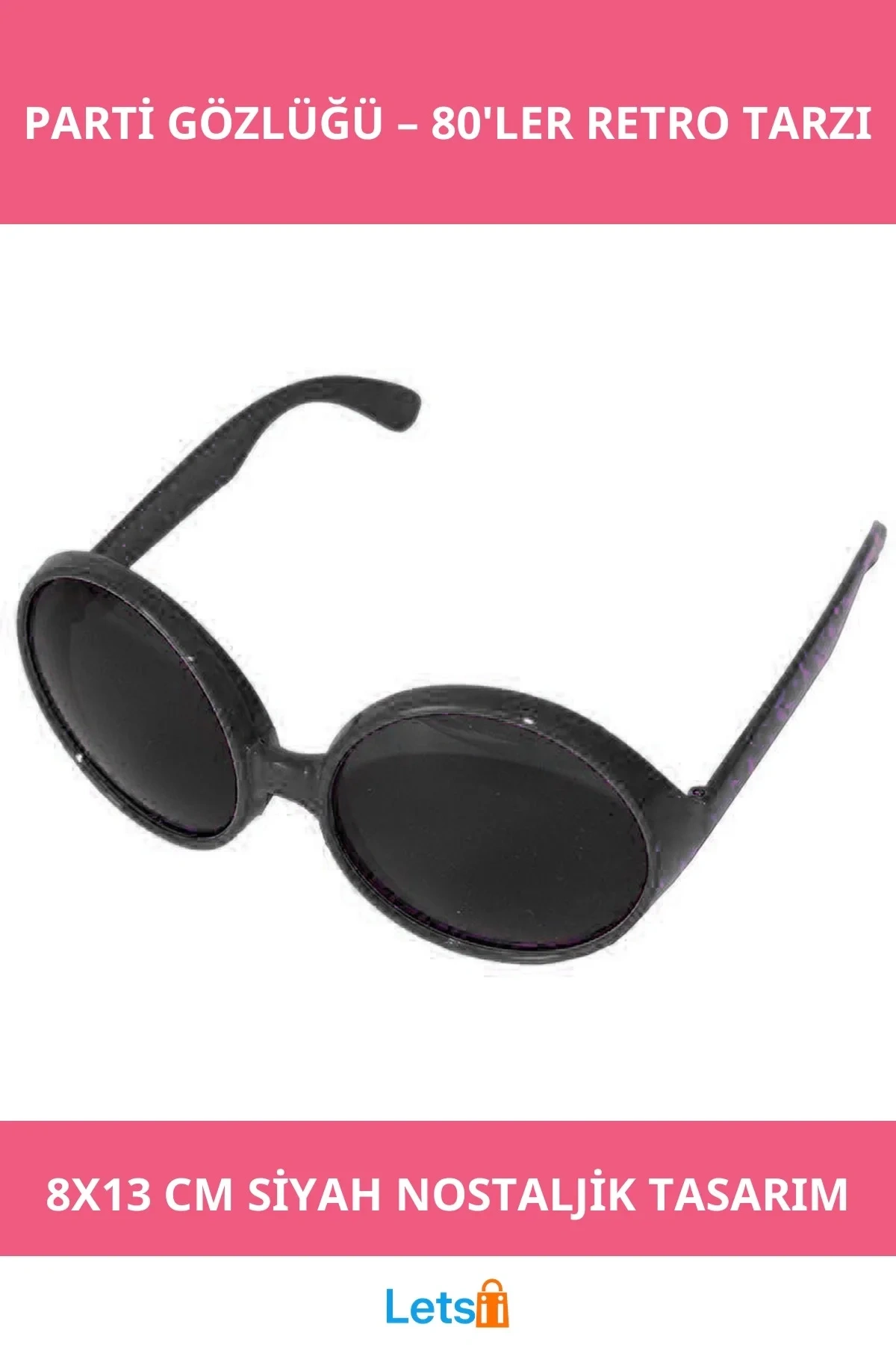 80ler Nostaljik Siyah Renk Yeşilçam Parti Gözlüğü