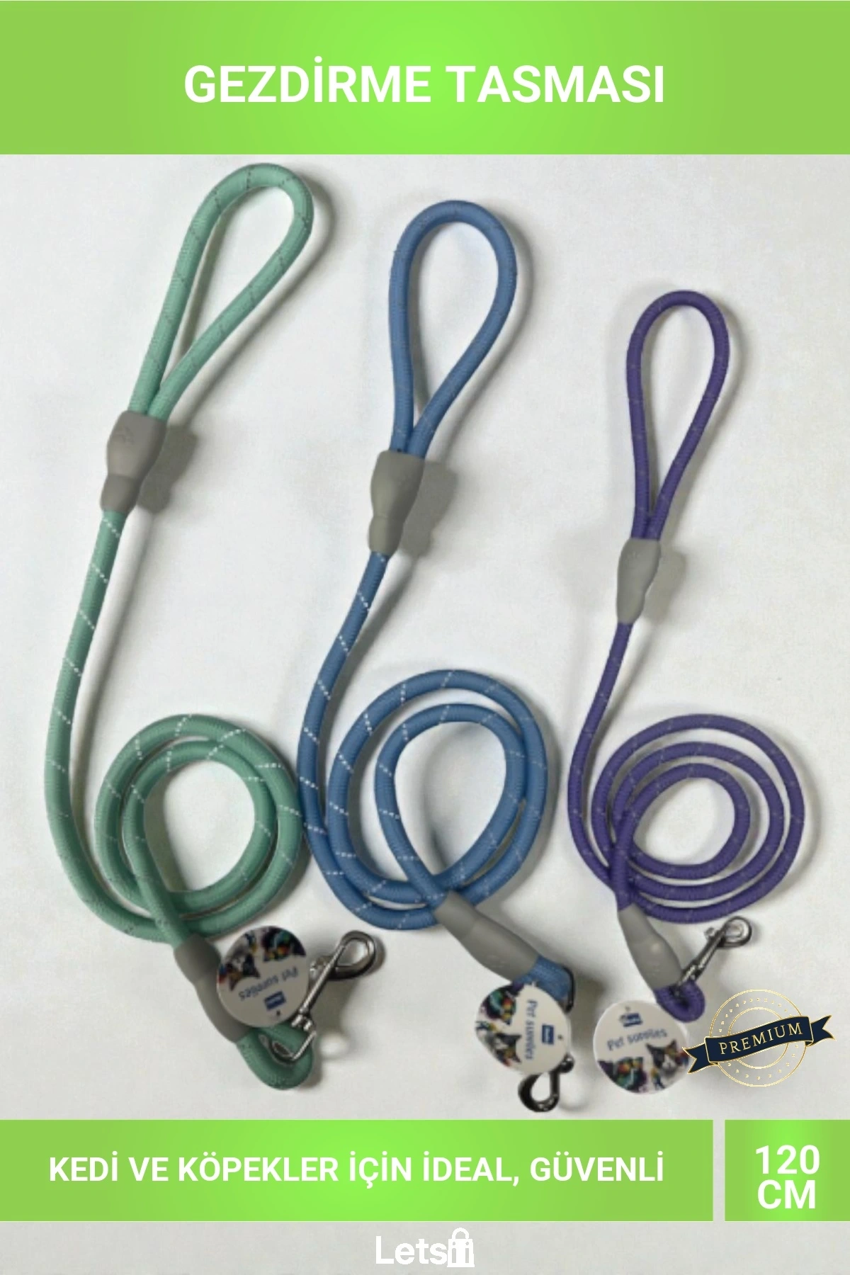 8mm x 120cm Fitil Köpek ve Kedi Gezdirme Tasması