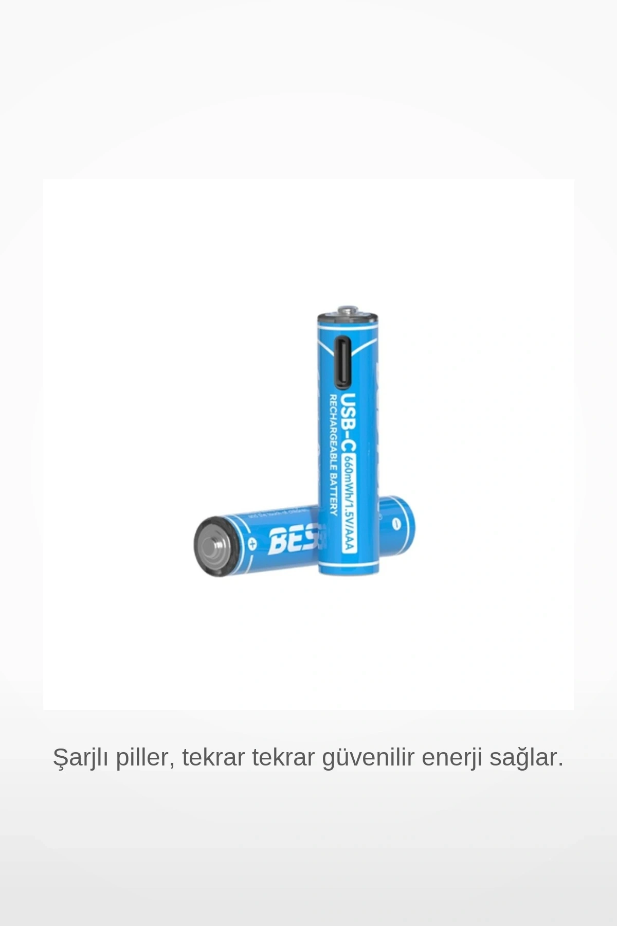 AAA 1.5V Lityum İyon 660 mWh USB C Girişli Şarj Edilebilir 2li İnce Pil