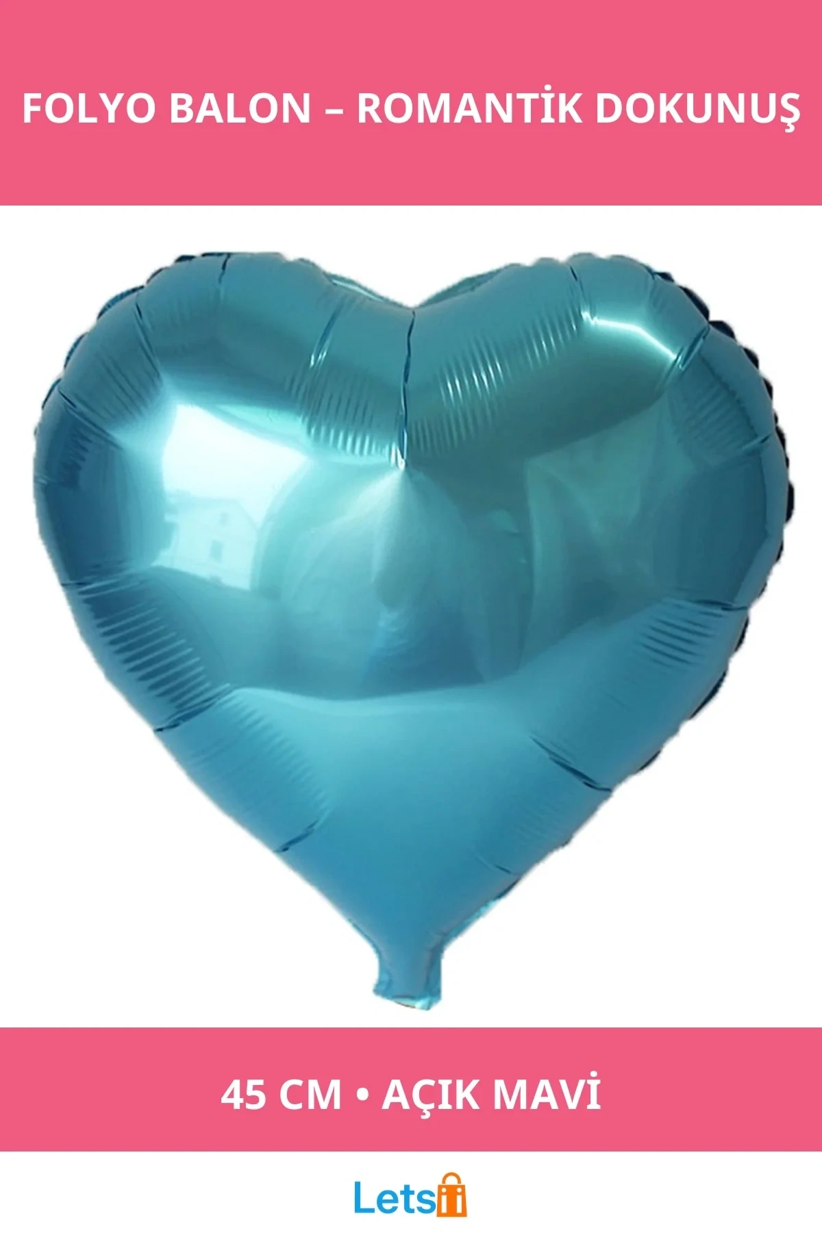 Açık Mavi Kalp Folyo Balon 45 Cm