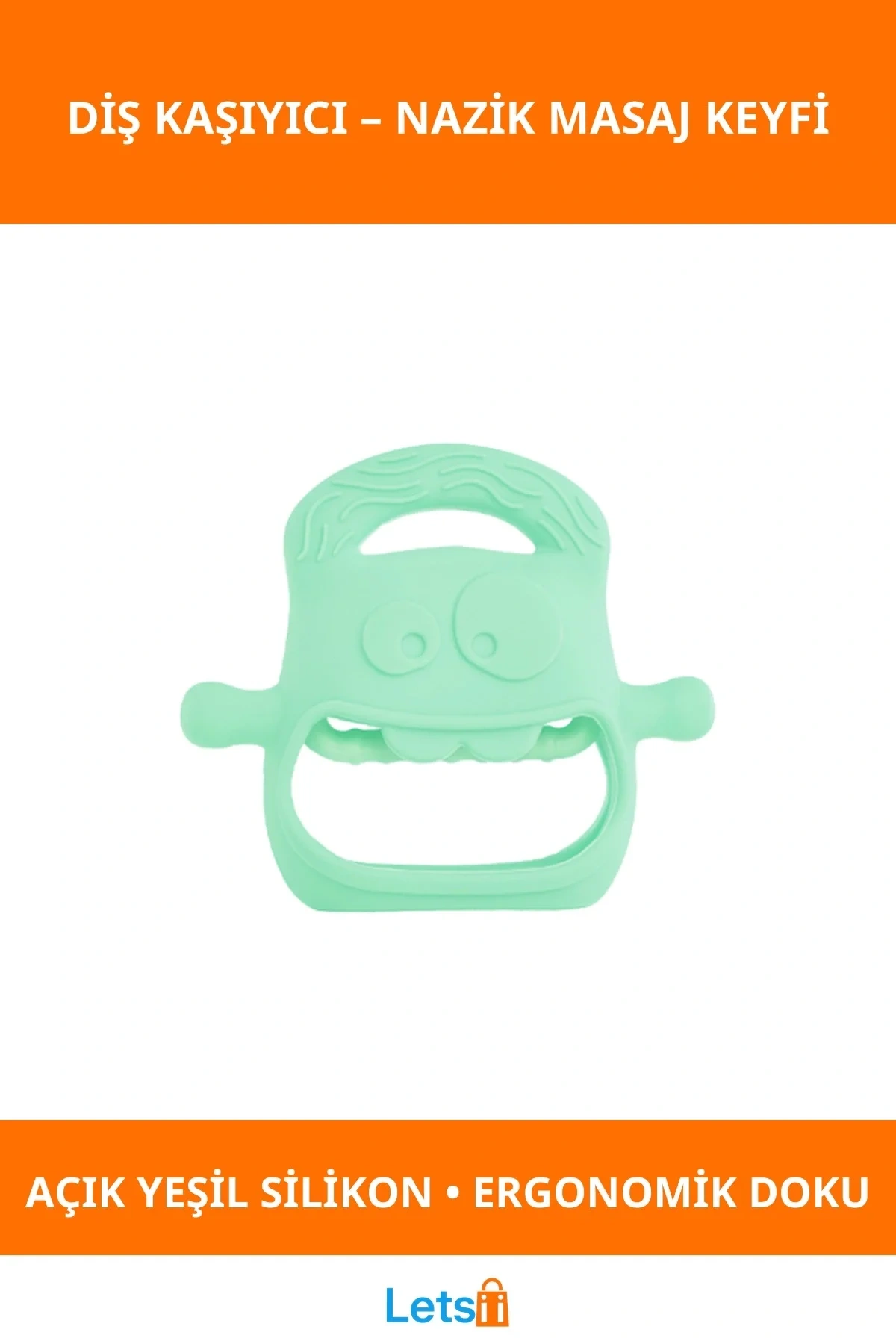 Açık Yeşil Kıvrak Silikon Bebek Diş Kaşıyıcı