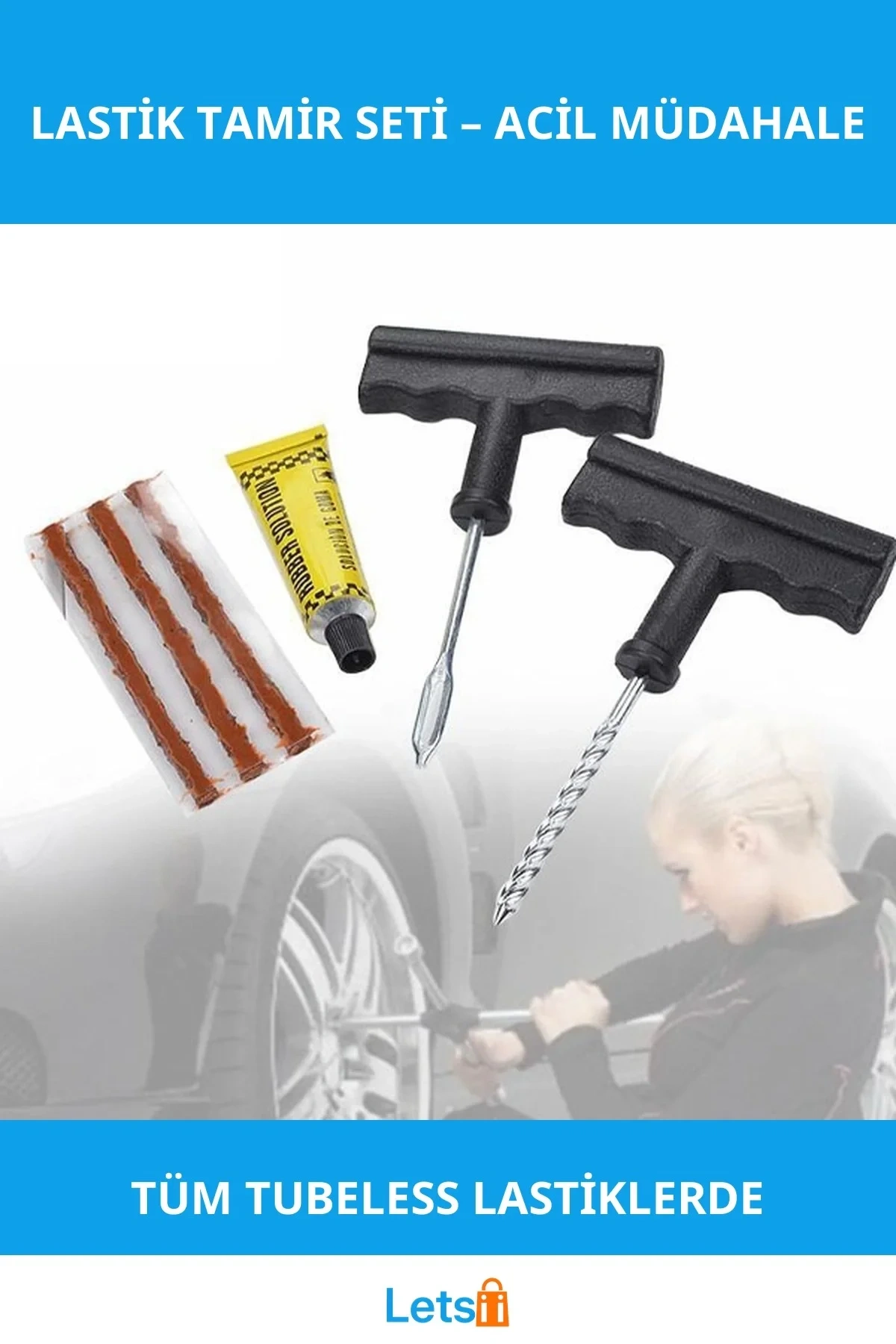 Acil Durum Lastik Tamir Seti 3 Adet Fitil ile Kolay Kullanım