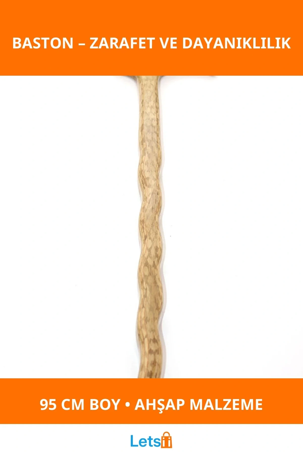 Ahşap 95 cm Ergonomik Şık Baston