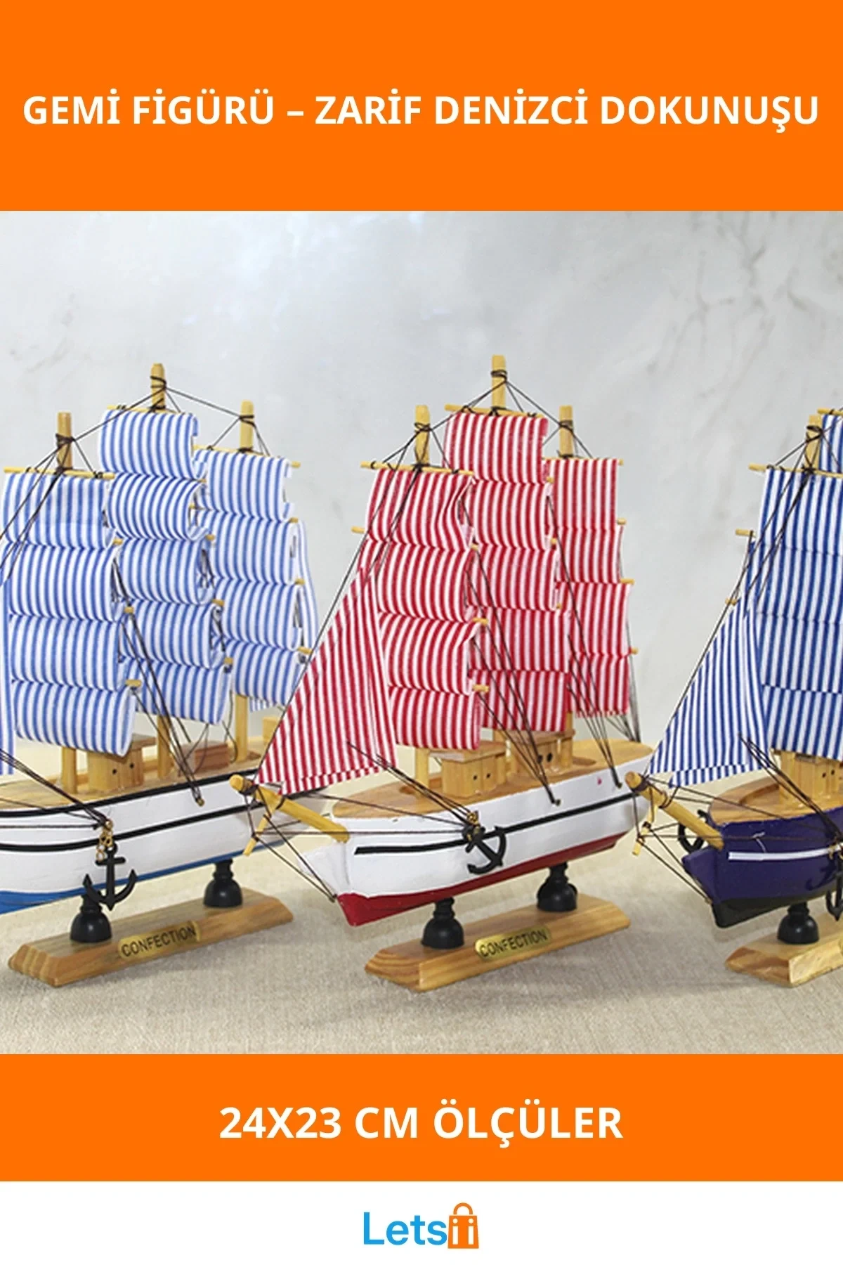 Ahşap Deniz Temalı Dekoratif Gemi 24x23 cm