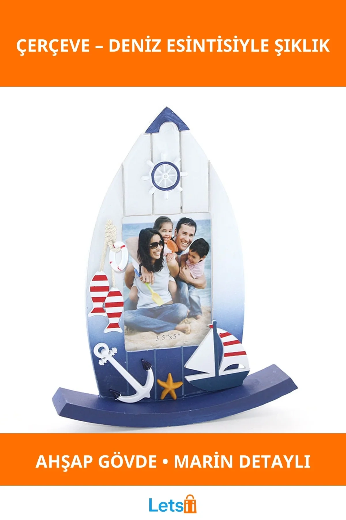 Ahşap Deniz Temalı Marin Çerçeve Nostaljik 1 Adet