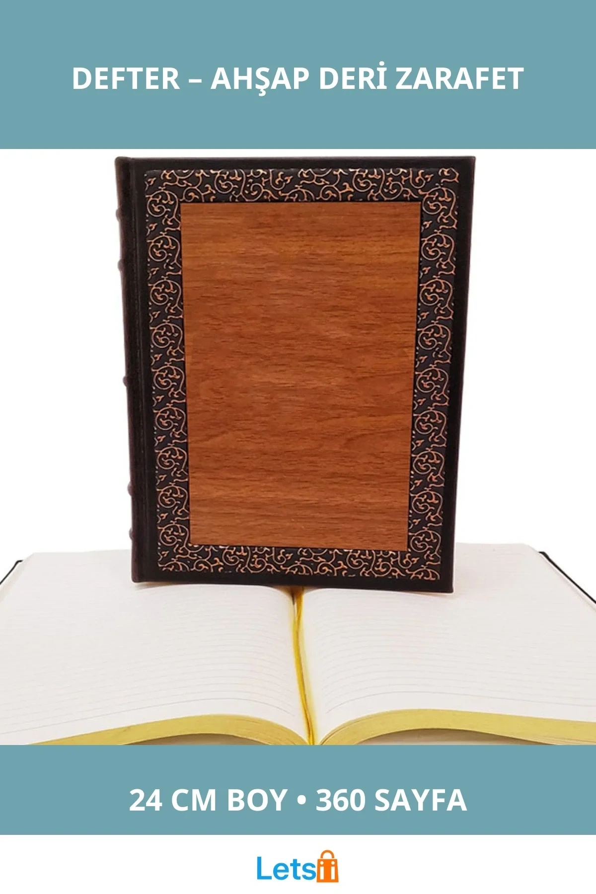 Ahşap Deri Defter 180 Yaprak Kaliteli Kağıt Zarif Tasarım