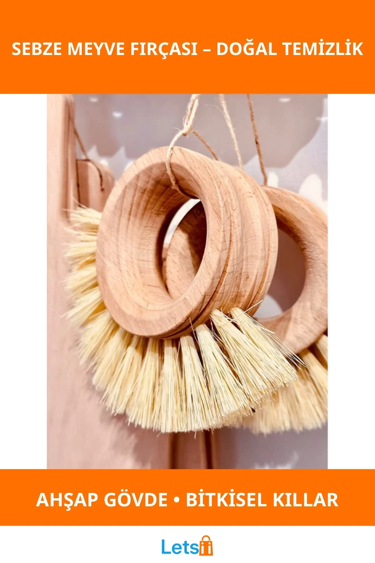 Ahşap Doğa Dostu Sebze Meyve Yıkama Fırçası