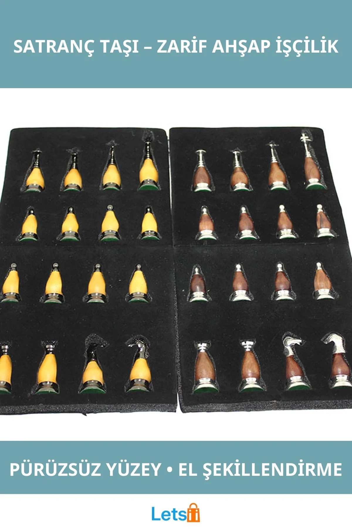 Ahşap Doğal El Yapımı Klasik Satranç Taşı No 4