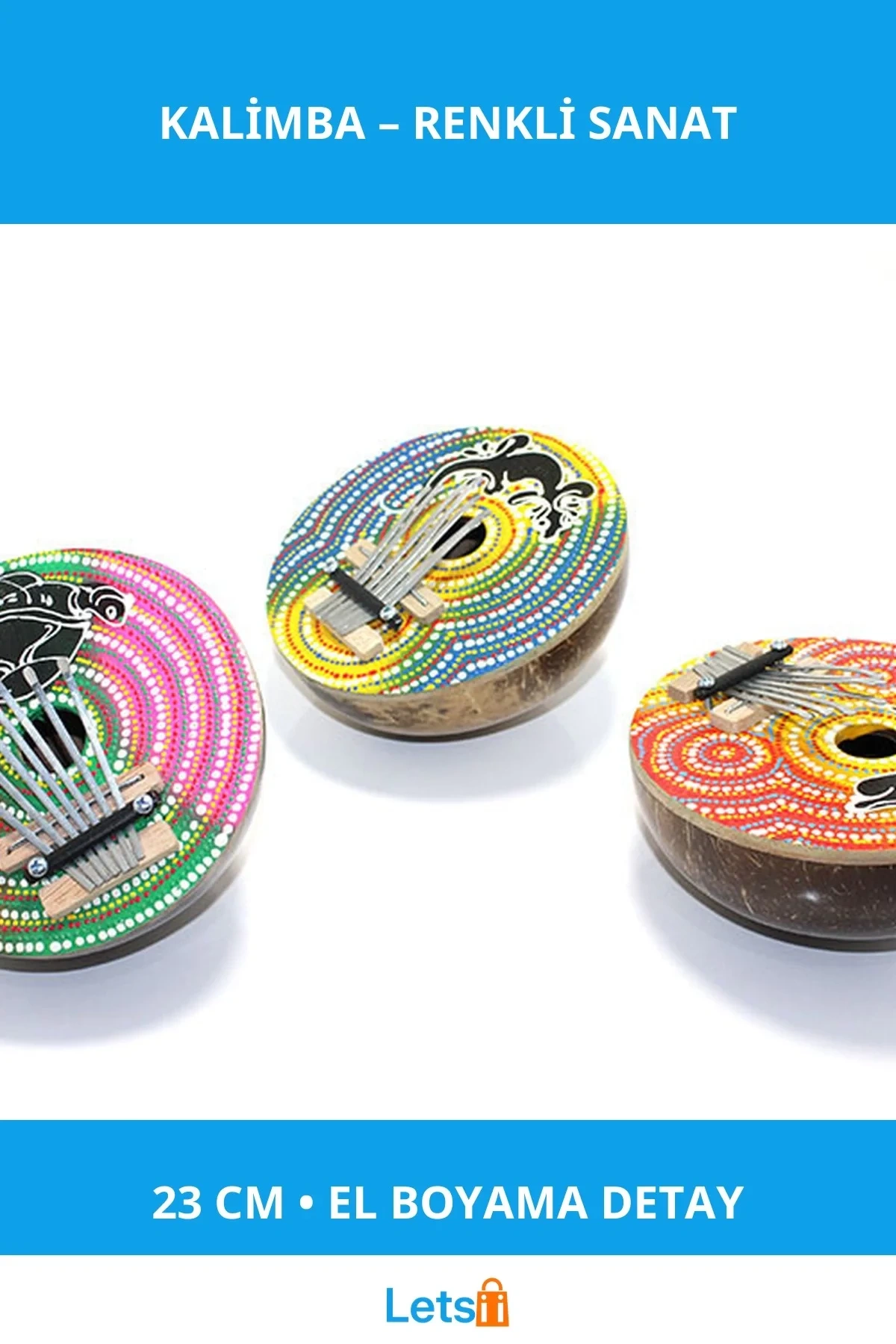 Ahşap El Boyama 23cm Coconat Kalimba 7 Tuşlu Müzik Aleti