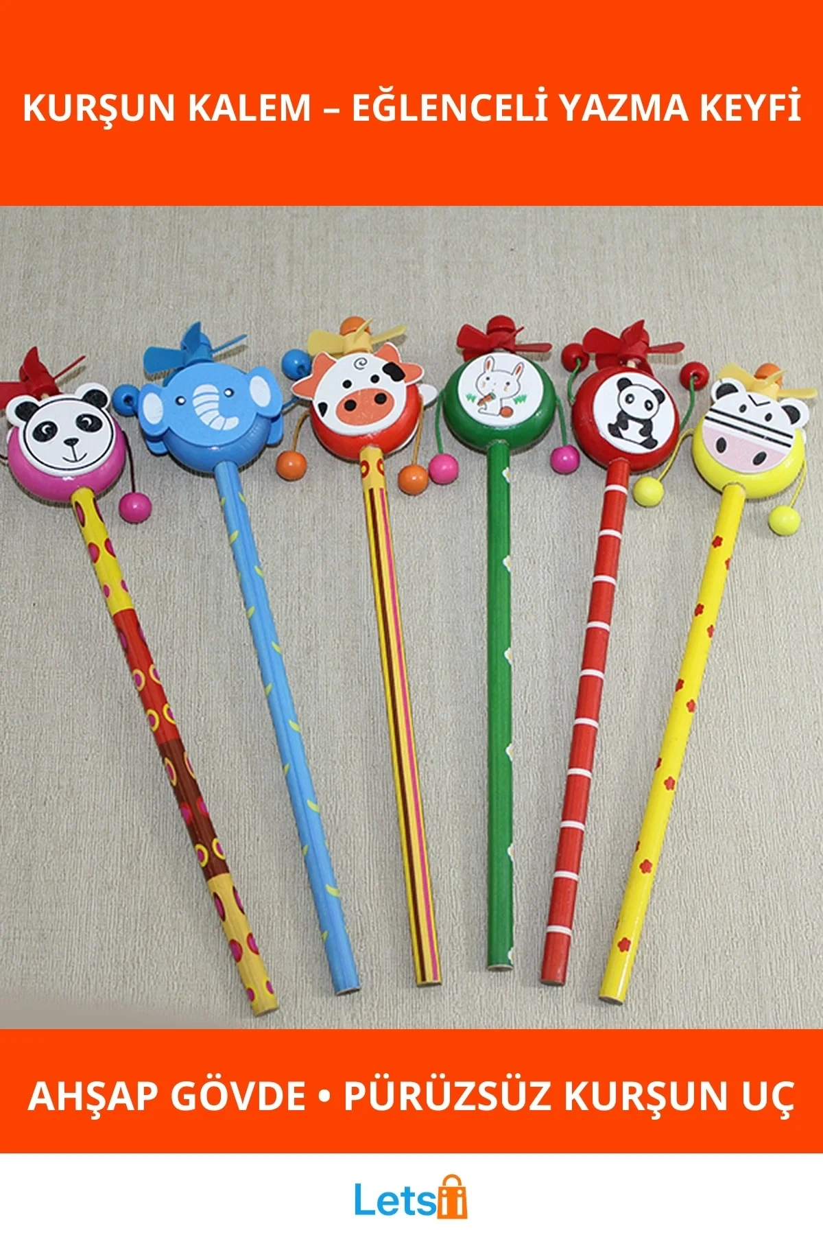 Ahşap Hayvan Figürlü Renkli Kurşun Kalem