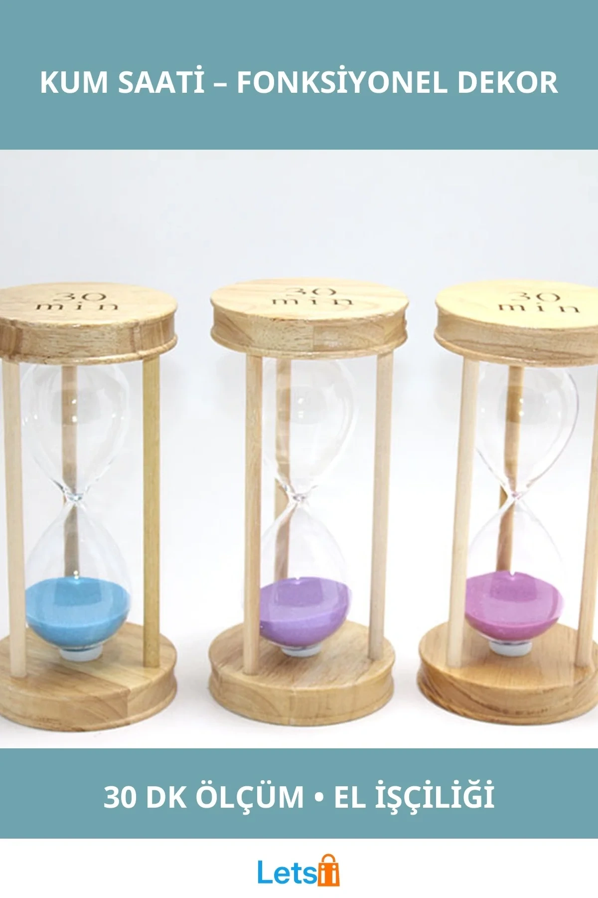 Ahşap Kum Saati 30 Dakika Modern Dekoratif Zaman Ölçer