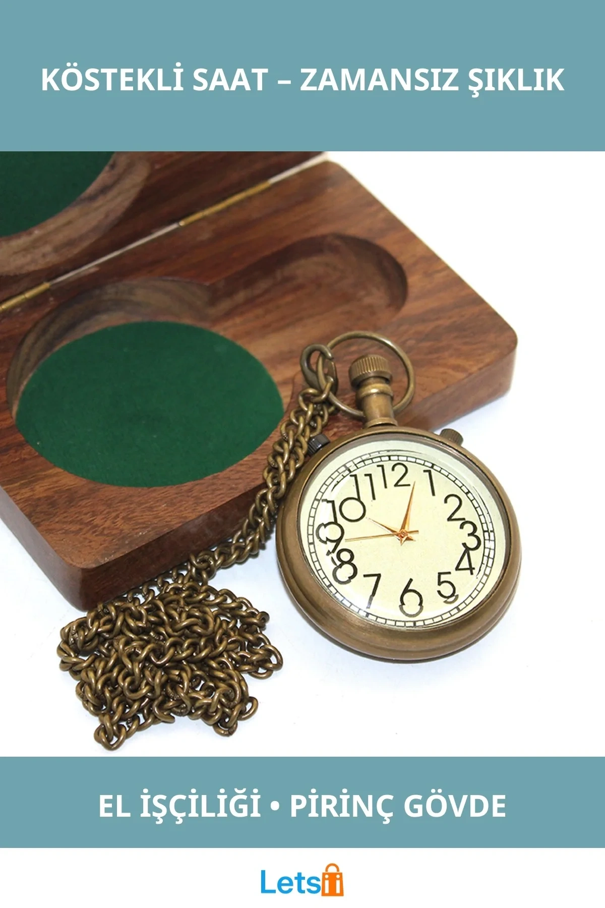 Ahşap Kutulu El İşçiliği Pirinç Köstekli Saat