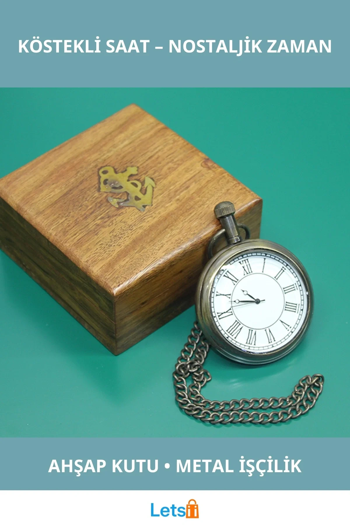 Ahşap Kutulu Nostaljik Köstekli Saat Model 1