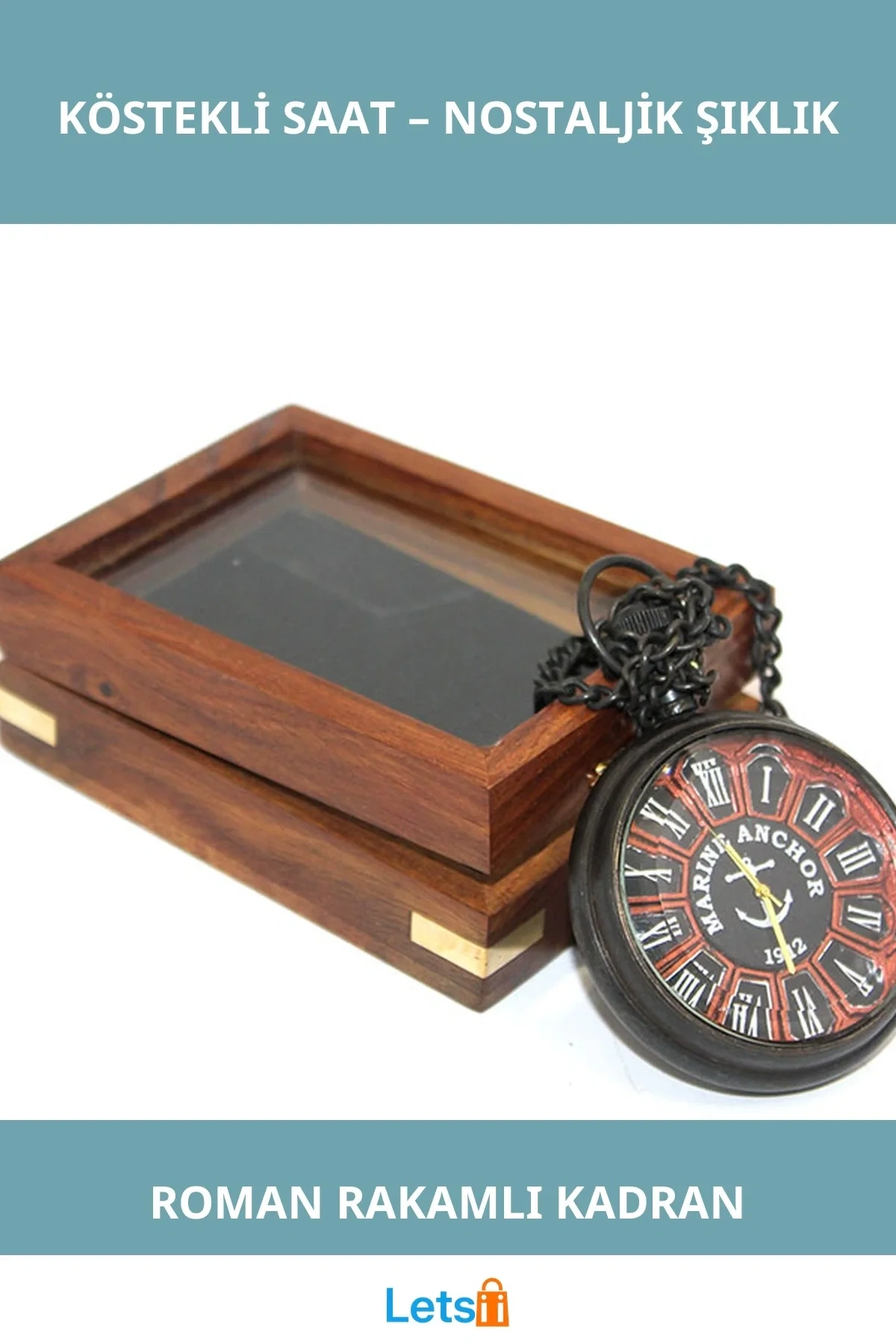 Ahşap Kutulu Nostaljik Köstekli Saat Model 2